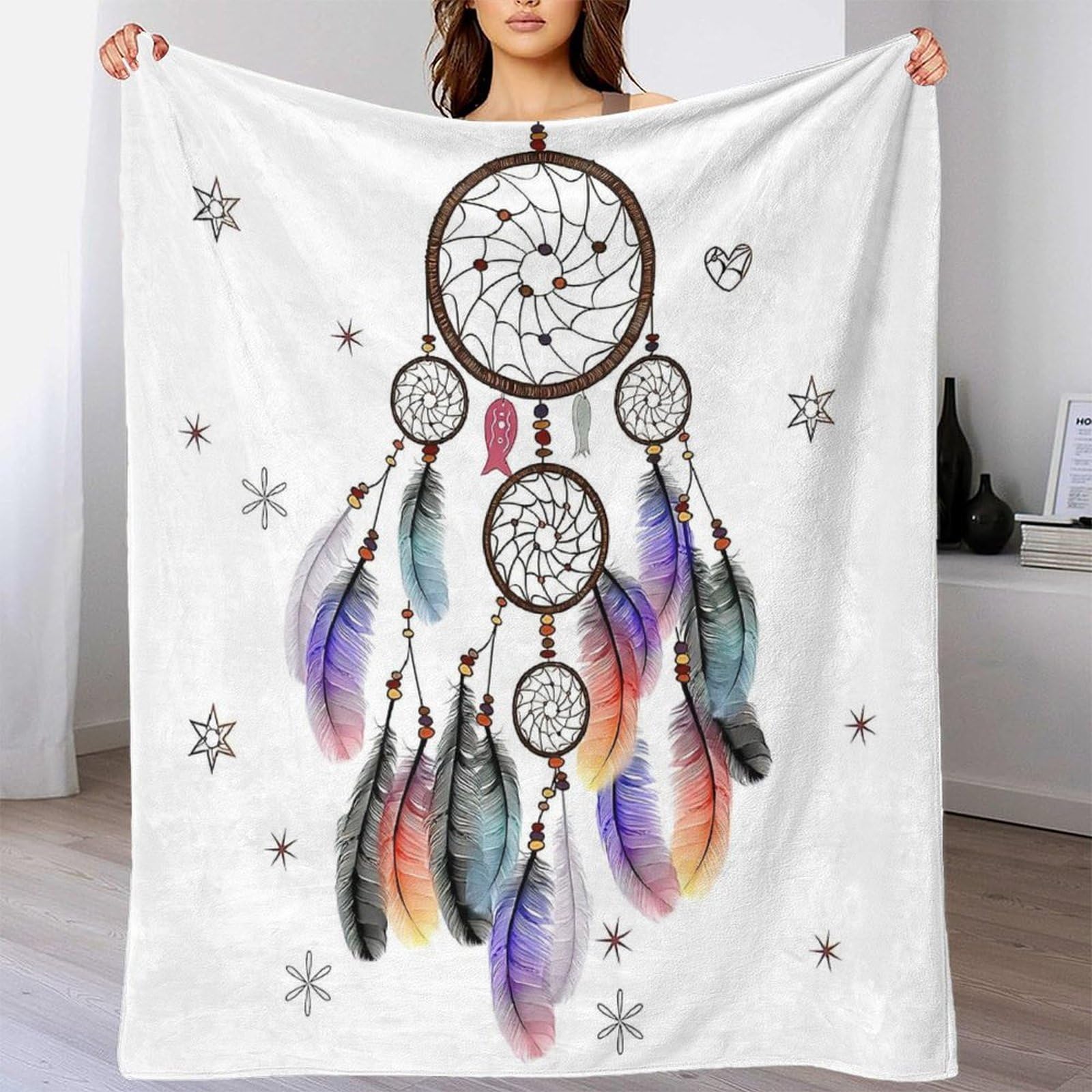 Weiche 3D Druck Traumfänger Decke Mikrofaser Wohnkultur Traumfänger Sofadecke für Erwachsene Schlafzimmer 80×90(200x230cm)
