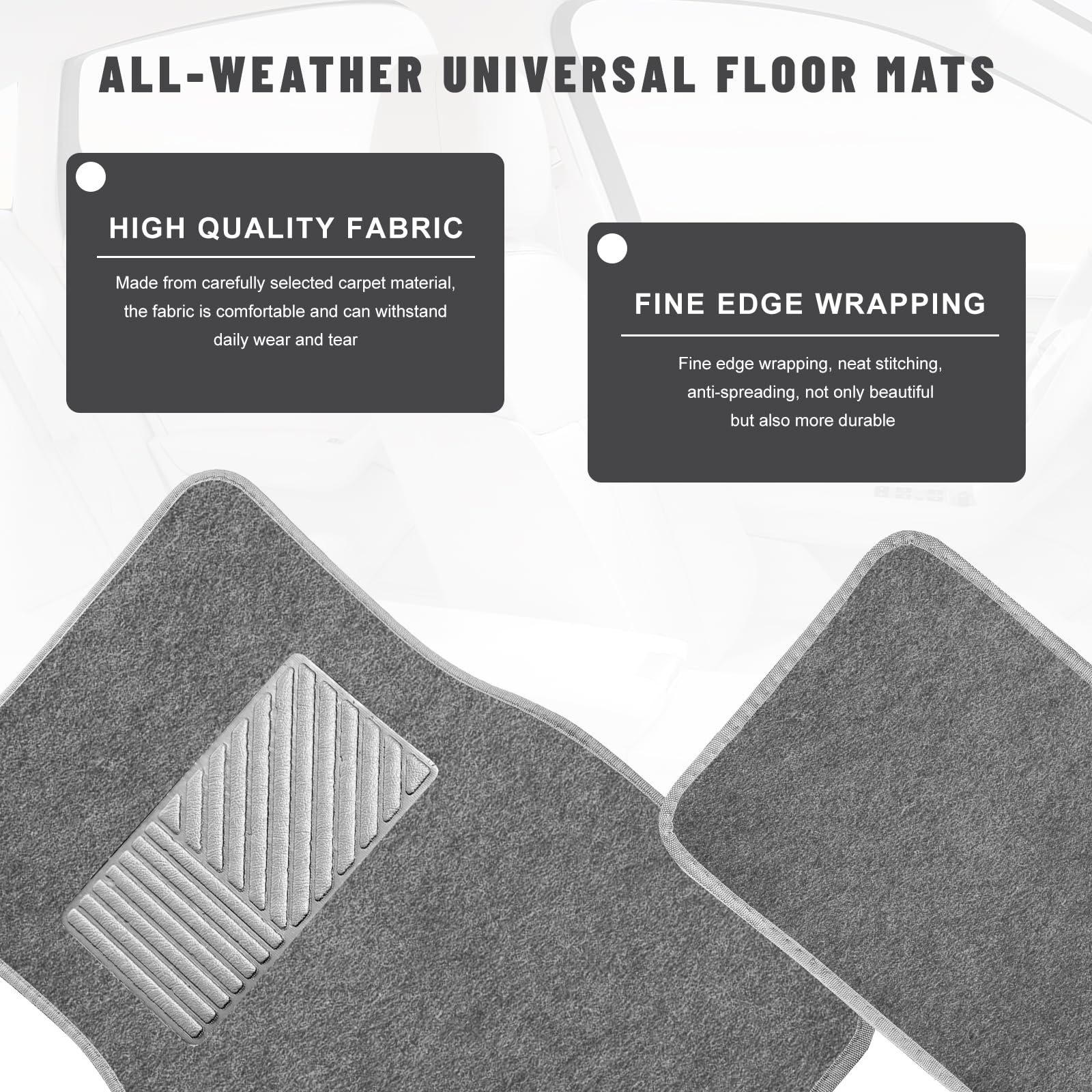Sun Walker 4 PCS Car Floor Mats Waterproof Anti-Slip Front Rear Car Carpets with Driver Heel Pad All — view 3
