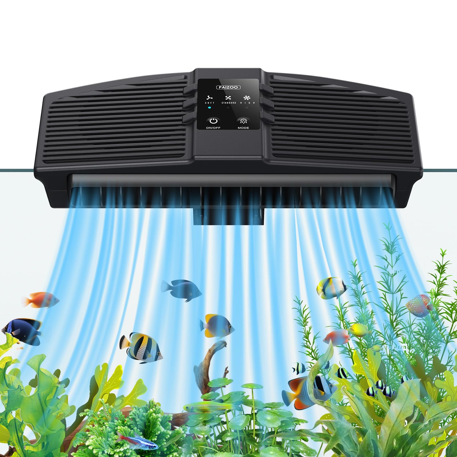 PAIZOO Aquarium Chiller Fan, Fish Tank Cooling Fan with 3 Speed Modes Aquarium Cooler Water Chiller for Axolotl Betta Fish Accessories, 7W