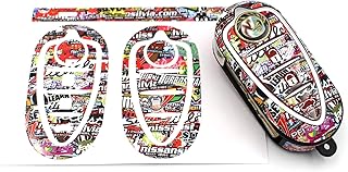 K145 - Pellicola protettiva per chiavi auto, 3 tasti, autoadesiva, accessorio per auto (Stickerbomb multicolore)
