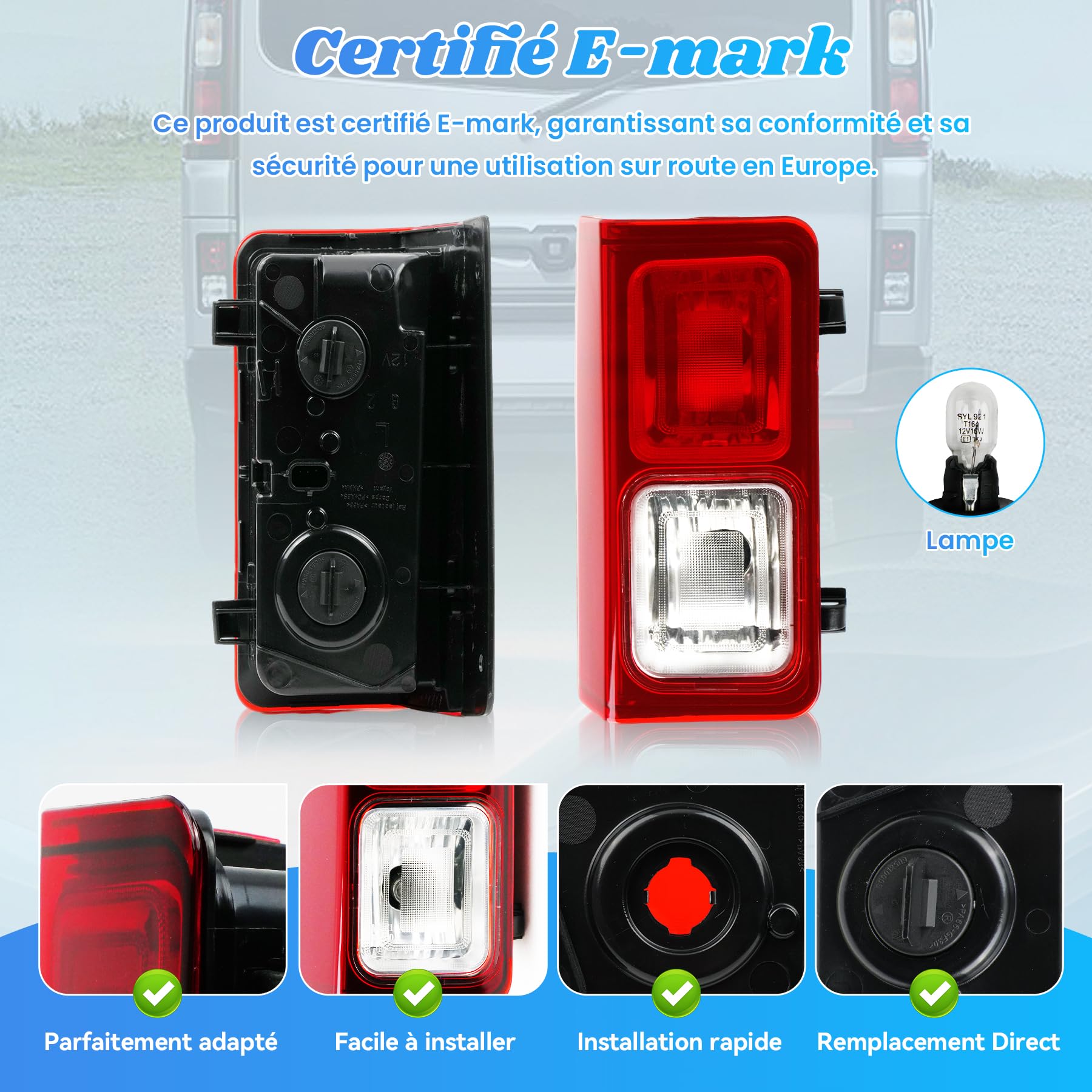 Fanale posteriore destro per TRAFIC 3 furgoni (FG_) Bus (JG_), TALENTO Bus/Kasten (296_), NV300 Kasten/Kombi (X82) dal 2016, fanale posteriore per VIVARO B Combi/Kasten (X82) dal 2014 al 2019