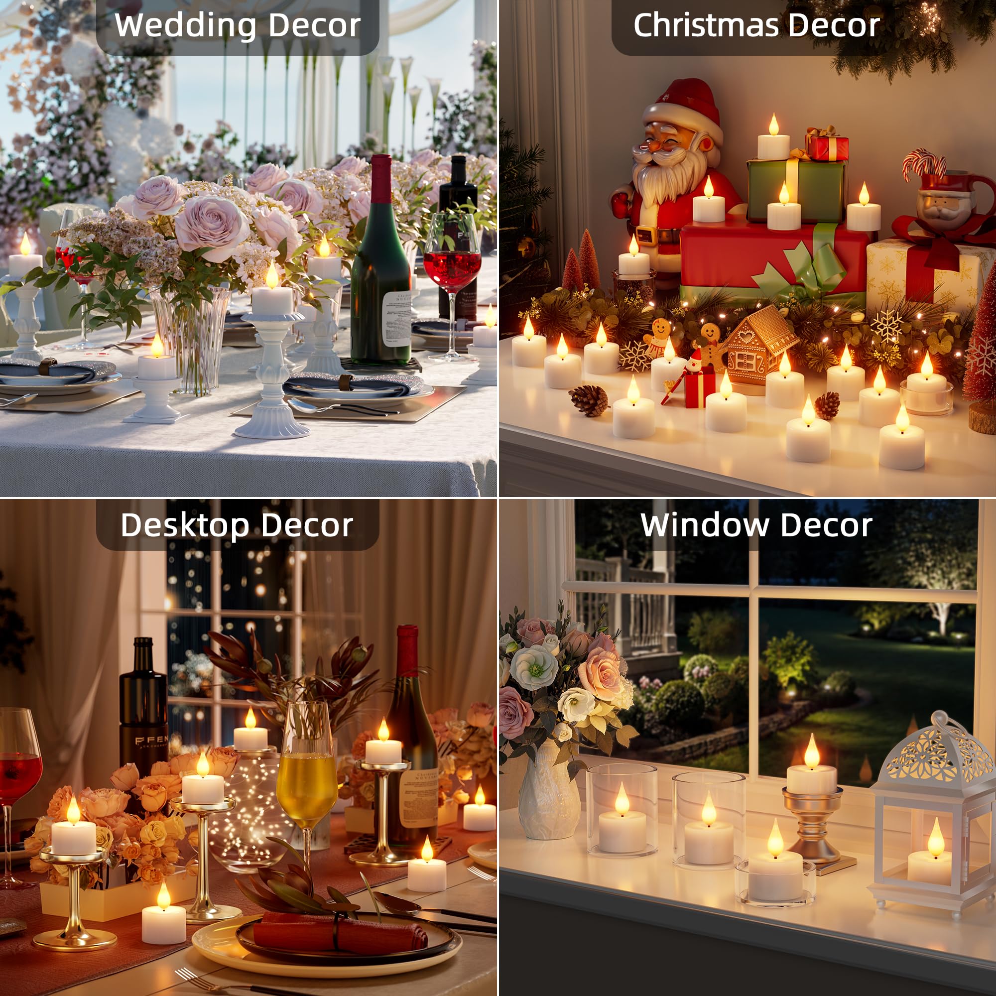 Velas de té recargables sin llama: 12 velas de té que funcionan con pilas con temporizador remoto y base de carga, velas votivas LED parpadeantes para Navidad, Halloween, decoración de bodas