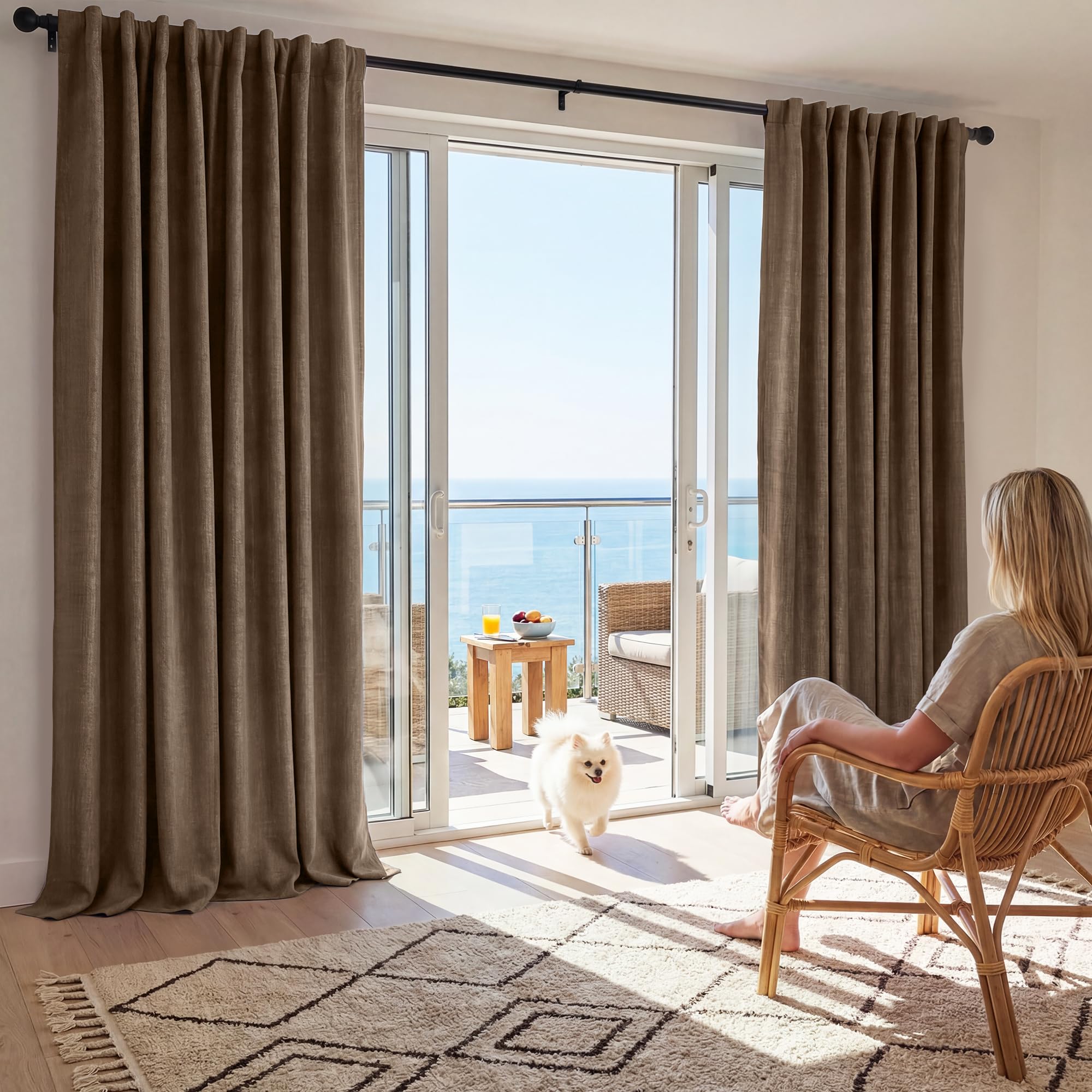 RYB HOME Brown Linen Curtains