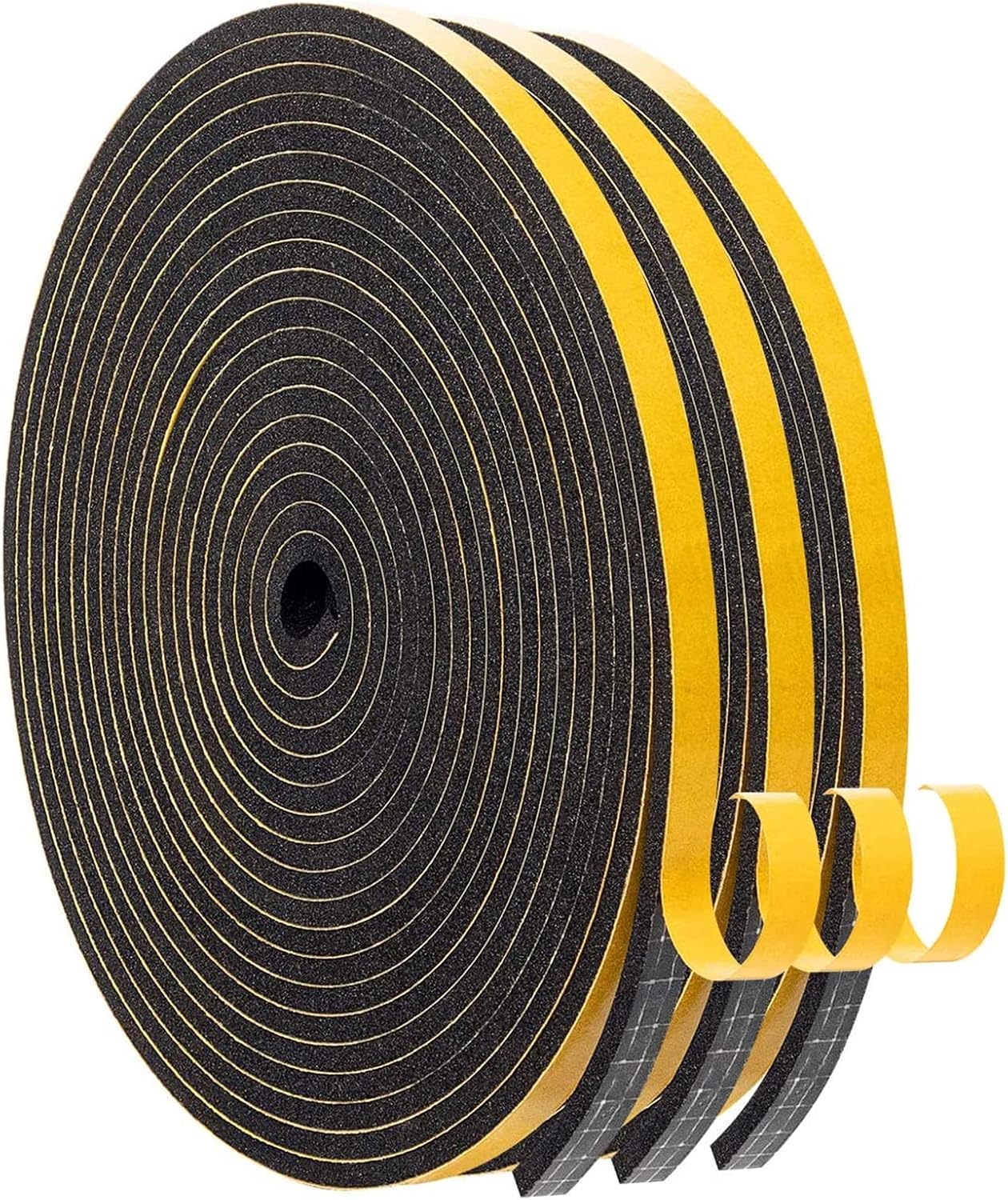 MAGZO Door Weather Stripping 1/4 Inch W X 1/8 Inch T, High Density Foam Tape Seal Strip Total 50 Feet (16.5ft x 3 Rolls)