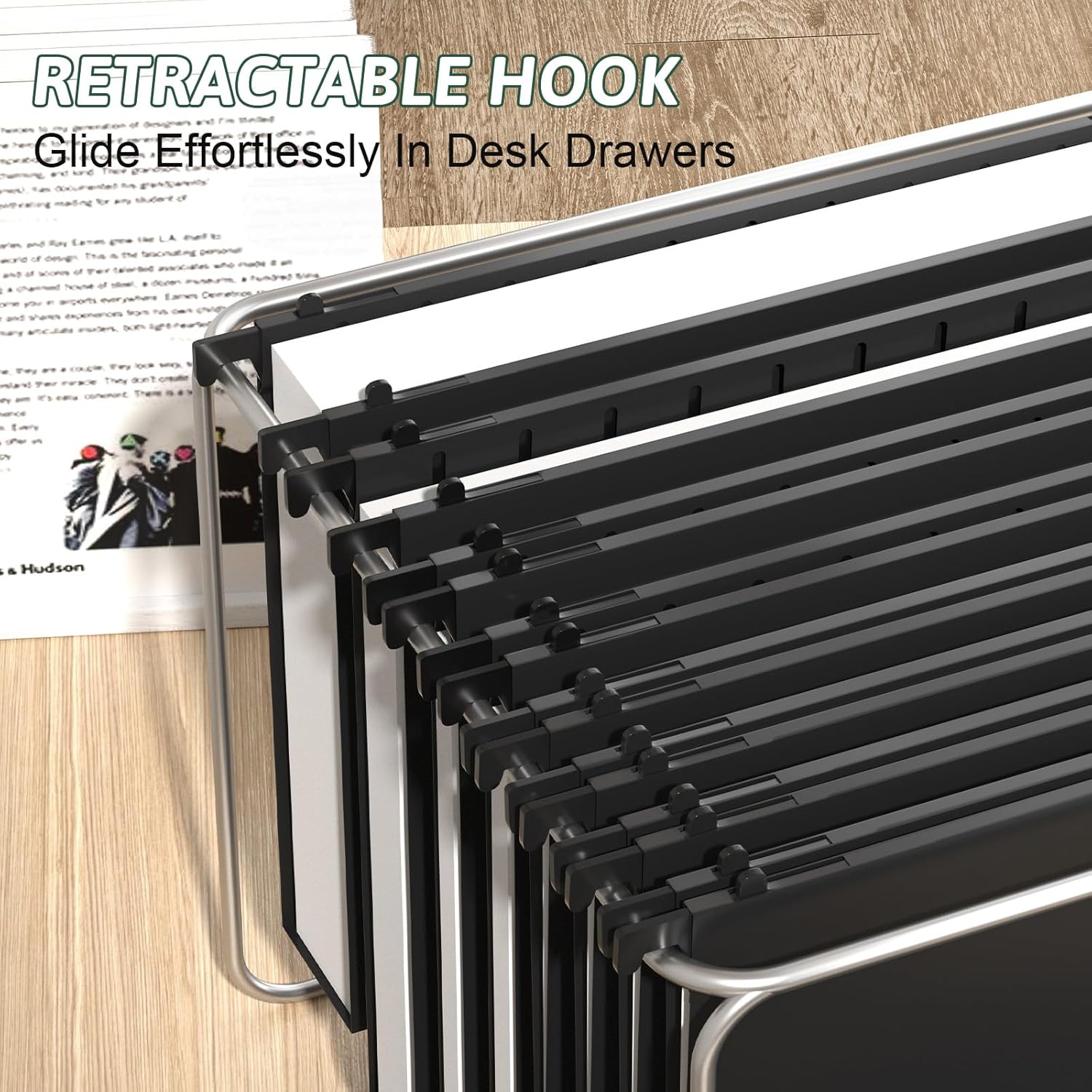 Plastic Hanging File Folder Letter Size,12 Pack Reinforced Heavy Duty Hanging Folders,Sturdy File Cabinet Folders,Black Hanging File Folder with Tabs,Hanging Folders for Filing Cabinet