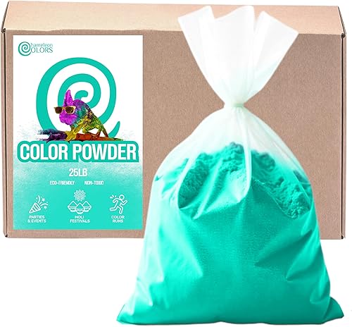 Chameleon Colors Polvo de color de 25 libras, 1 paquete, color aguamarina vibrante, para 15-20 personas, apto para niños, no tóxico y sin gluten,