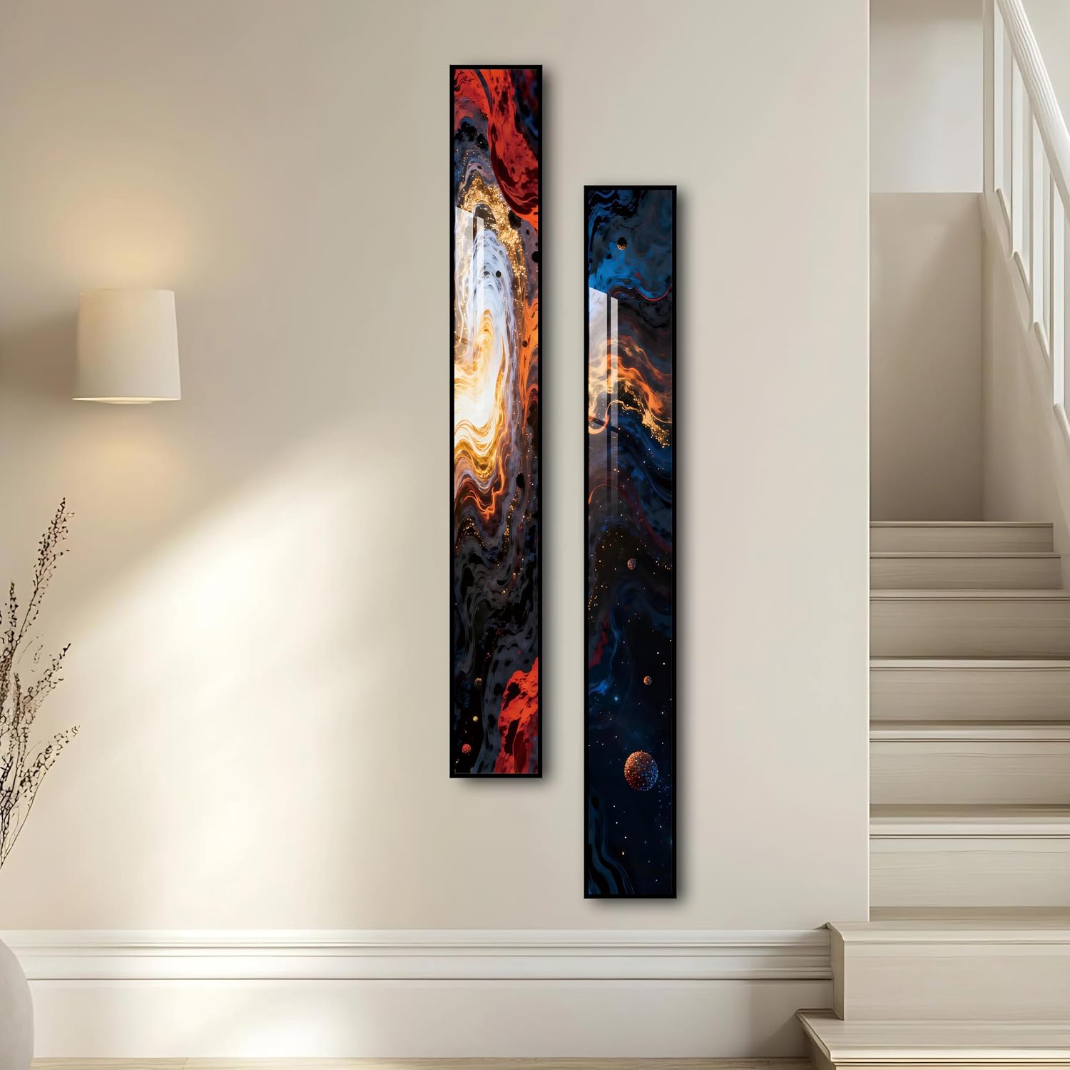 Neutral Color Abstracts Amazon.com: Wall Art Framed Set of 2, Stellar Crimson & Deep Blue, 56 ...