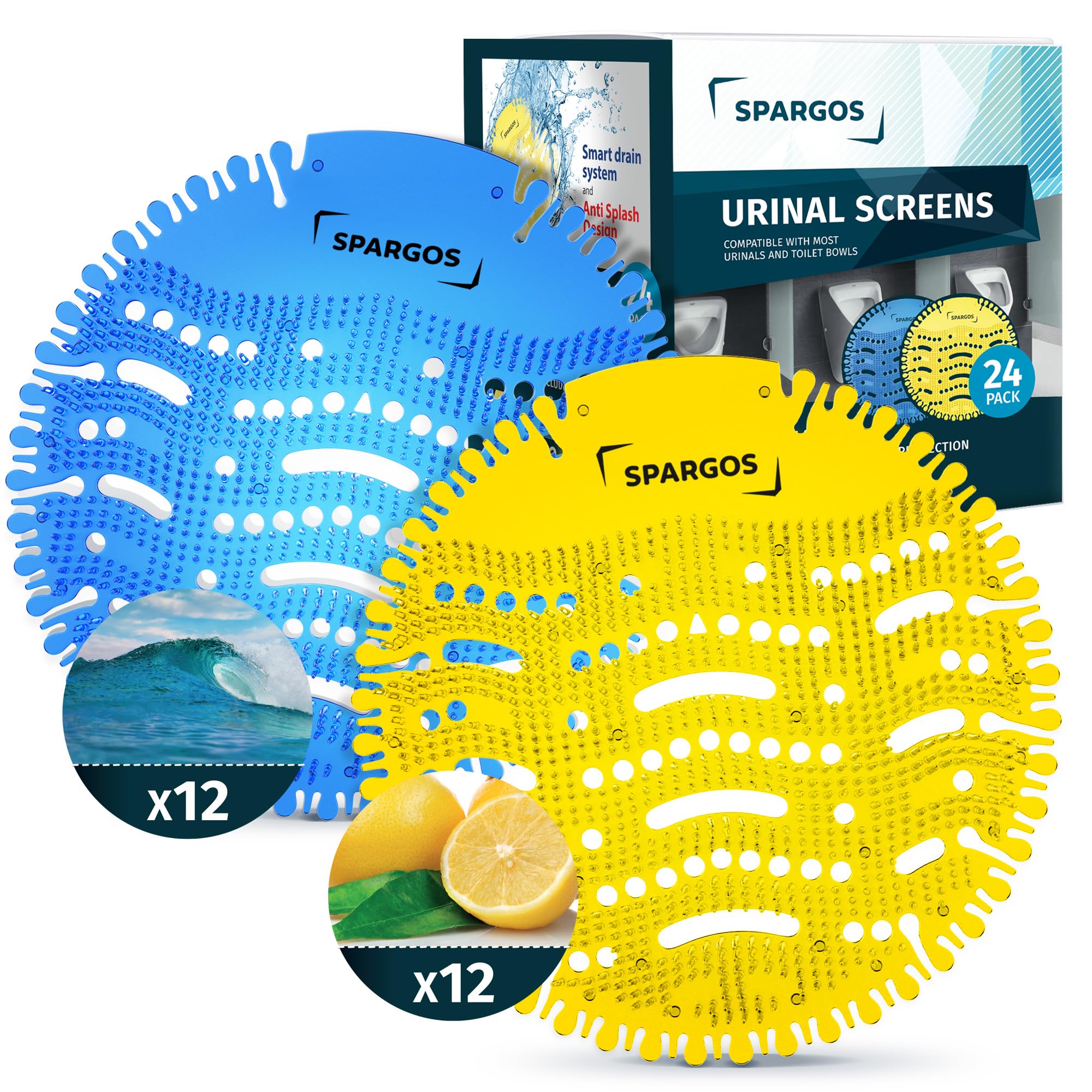 Urinal Screen Deodorizer Mats (24 Pack) Anti-Splash Toilet Smell Refresher pr...