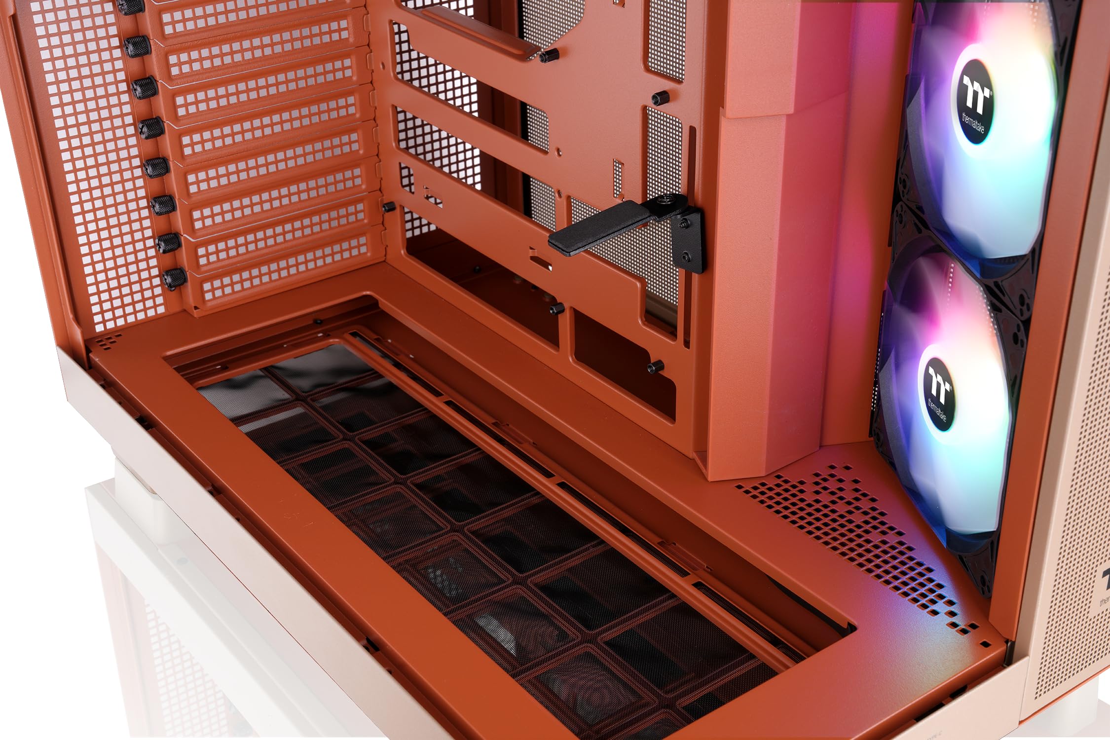 Thermaltake View 380 XL TG ARGB Boîtier PC Moyen Tour Double Chambre | Support Cartes Mères Connecteurs Cachés, 4 Ventilateurs ARGB Inclus, Support Double Radiateur 360mm | Gravel Sand