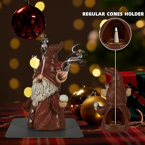Miniatura 3 de Soporte de incienso para palos, bonita estatua de gnomo, adornos de cono de incienso, adorable decoración del hogar, rellenos únicos de gnomo para