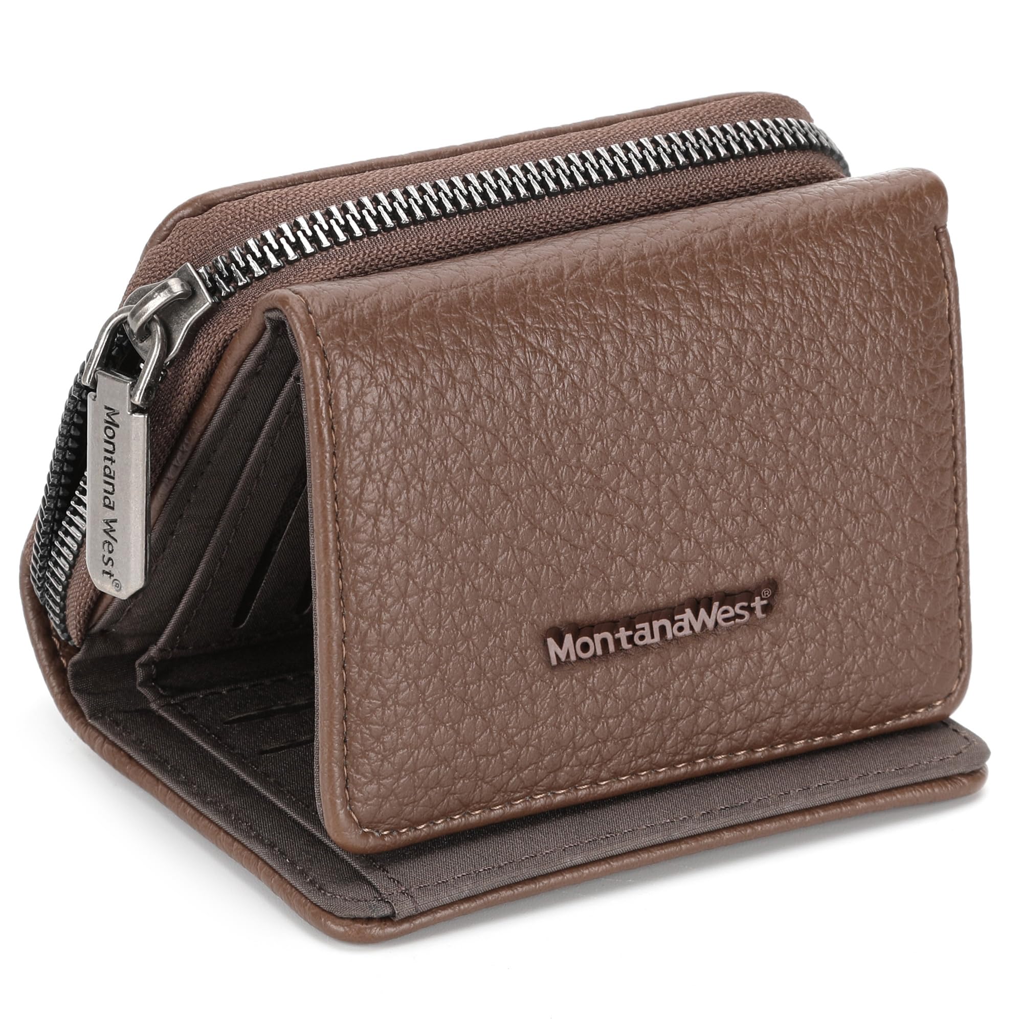 Montana West Women's Wallet Slim Trifold Card Holder RFID Blocking with Zipper Coin Pocket