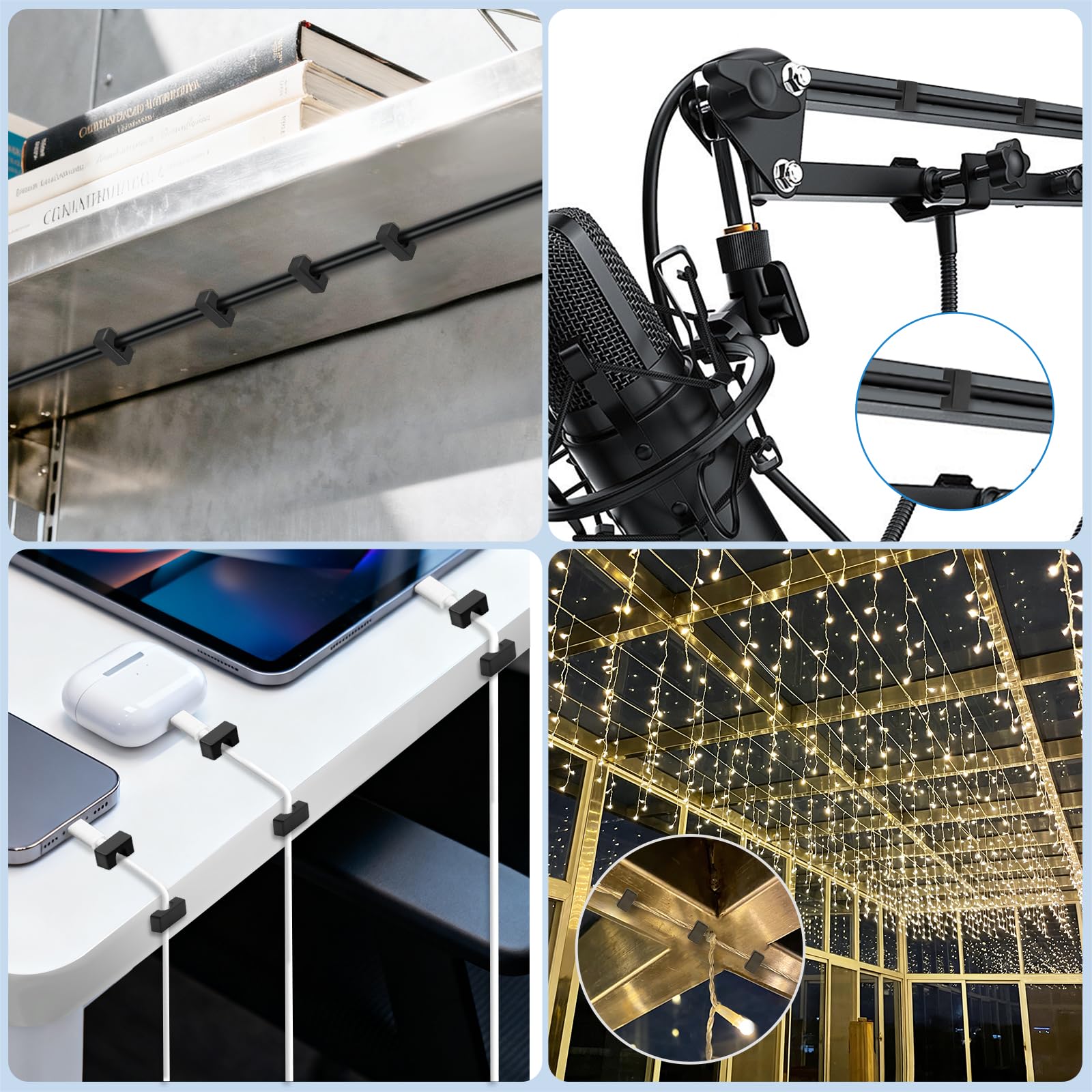Magnetischer Kabelhalter, Kabel-Clips – starkes Magnetdraht-Management für Büro, unter dem Schreibtisch, Nachttisch, Auto, Küche, wiederverwendbare Schreibtisch-Kabel-Organizer, 10 Stück