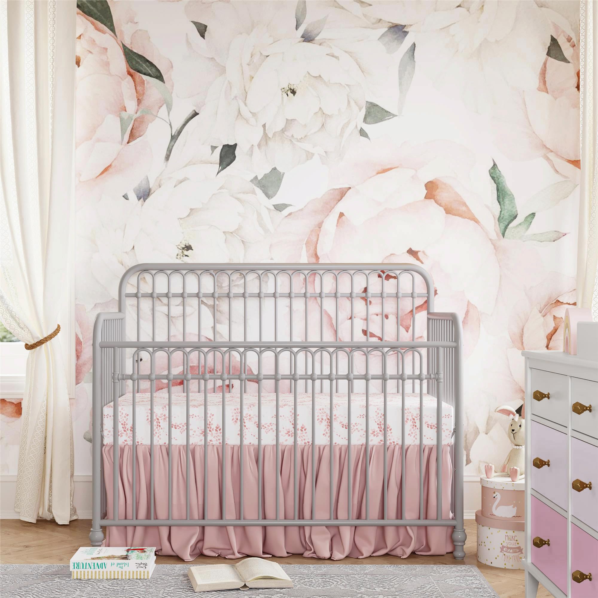 Rackhams Grey Ivy 3In1 Convertible Cotbed Metal