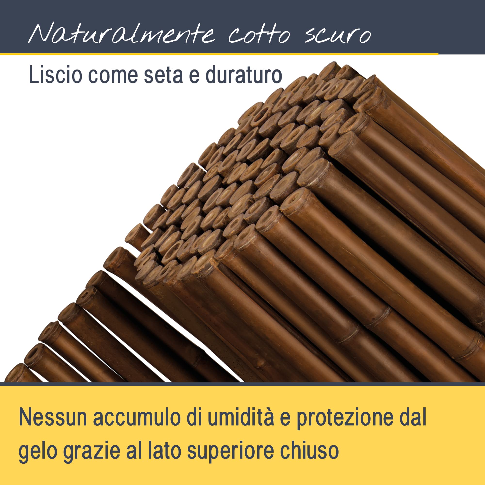 Sol Royal Premium Bamboo Fence 180x250cm B23 Dark Brown - canne di bambù indurite di Alta qualità Ø 2-3cm, Recinzione in bambù Resistente alle intemperie per Uso Interno ed Esterno