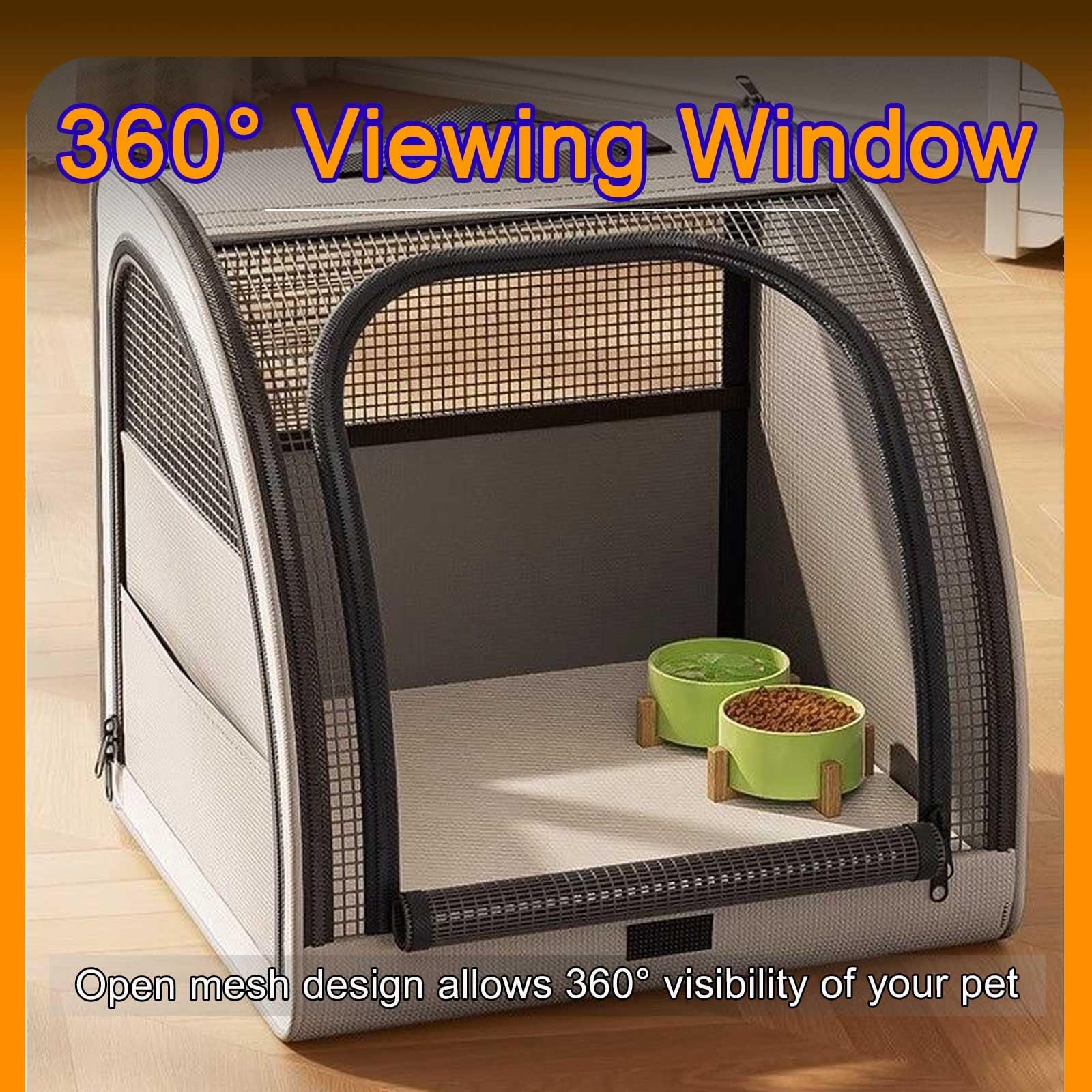 Hundetransportbox Auto RüCksitz Mehrere Reißverschlüsse Faltbares Autotransportboxen für Hunde für Kleine Mittlere Hunde Katzen Ausflüge(Beige)