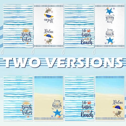 Miniatura 5 de Tegeme 4 toallas de cocina de playa, paños de cocina de secado rápido, absorbentes, para hornear, ropa costera azul, para limpieza diaria del hogar