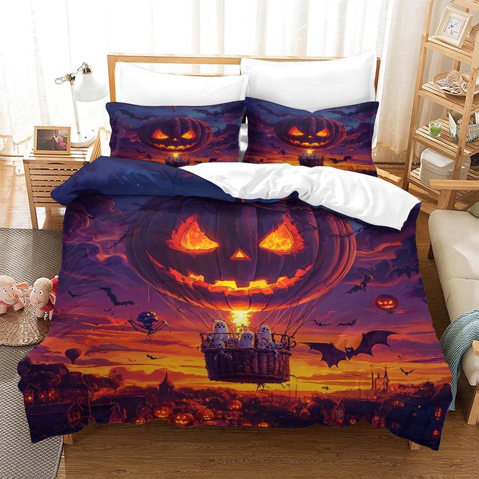 Housse de couette Tour Eiffel 3D 200x200 cm avec taies d'oreiller en microfibre