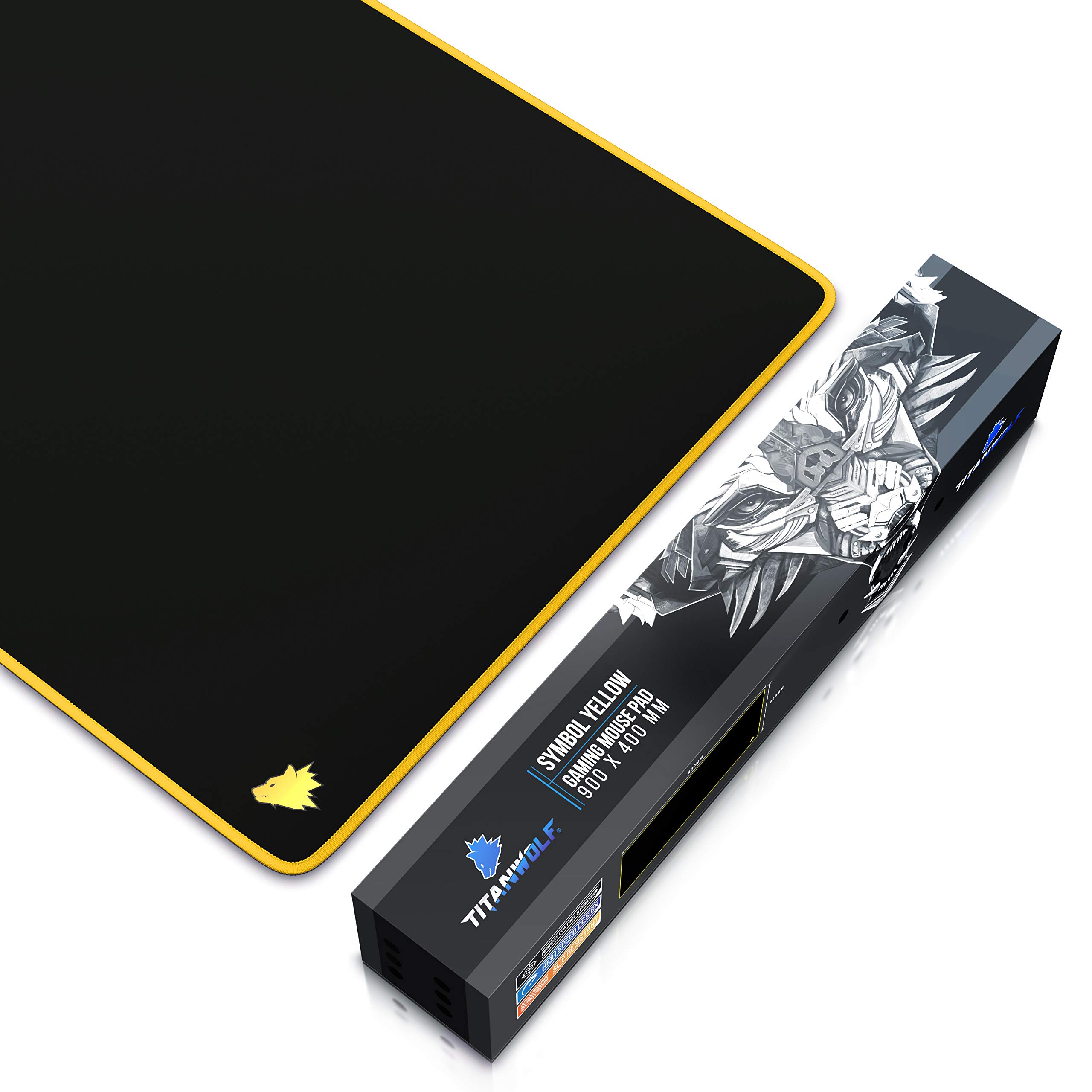 TITANWOLF - Gaming-muismat, wit, 900 x 400 mm - extra grote XXL bureauonderlegger van stof, antislip onderkant - precisie, snelheid en comfort - voor alle soorten muizen en toetsenborden