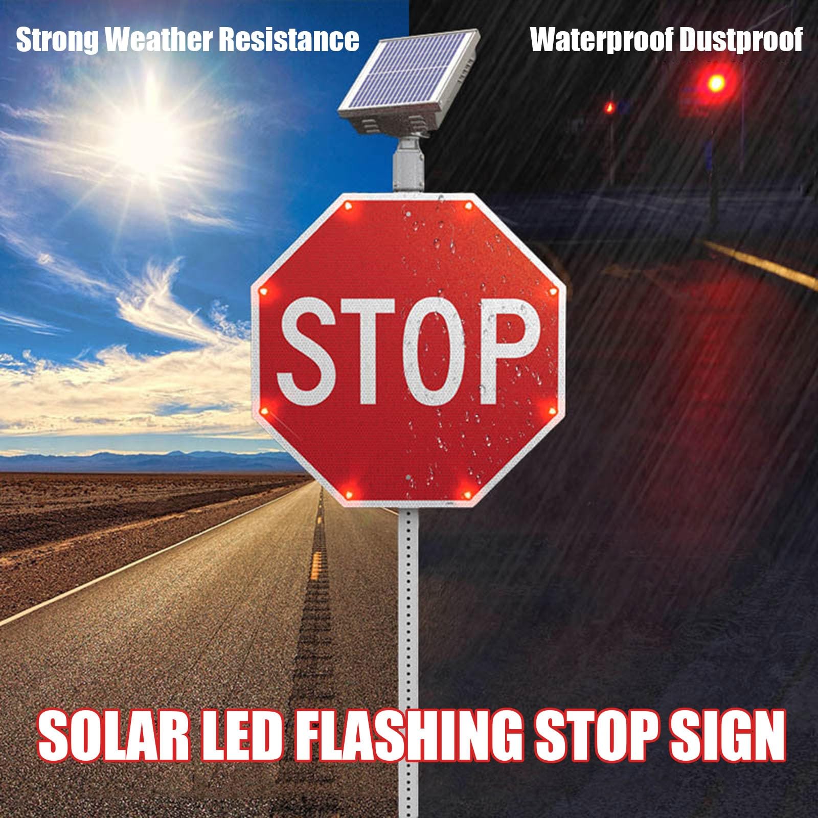 Señal de Stop de 24" - Señal de Stop de Gran Tamaño y Muy Visible para Obras de Construcción, Tráfico y Muelles - Resistente a la Intemperie, fácil instalación