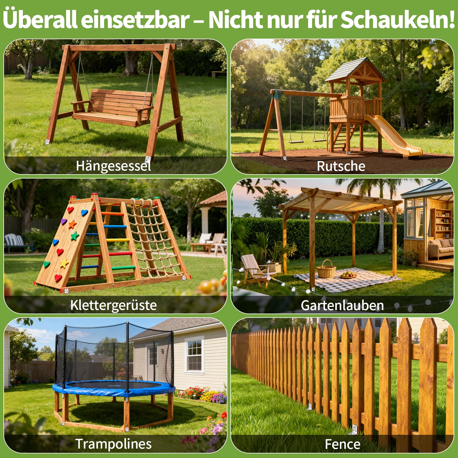 Einschlaghülse Bodenanker – 4 Stück Eisenbodenhülse für Holzpfeosten, Passend für Schaukel & Gartenhaus, Stabil mit Korrosionsschutz(5x40cm)
