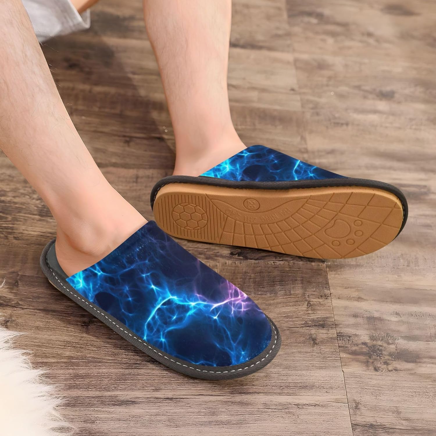 Lightning House Slippers – Cozy Fuzzy Slippers for Guests, Washable & Disposable, Perfect for Shoeless Home, Spa & Hotel Use A111257