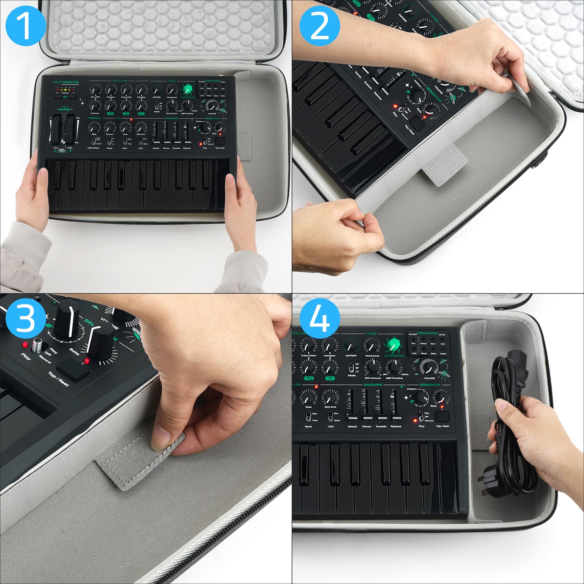 GEEKRIA Custodia da trasporto per interfaccia audio, compatibile Arturia - MicroFreak/MicroBrute UFO/DrumBrute Impact, EVA Hard Shell Portable Travel Bag (Grigio scuro)