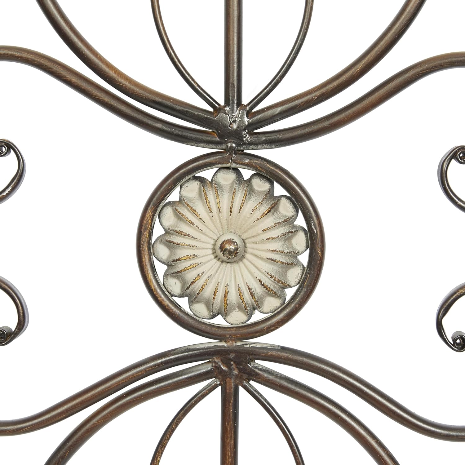 Deco 79 Metal Scroll Home Wall Decor Ornate Wall Sculpture with Black Frame, Wall Art 19" x 1" x 62", Brown