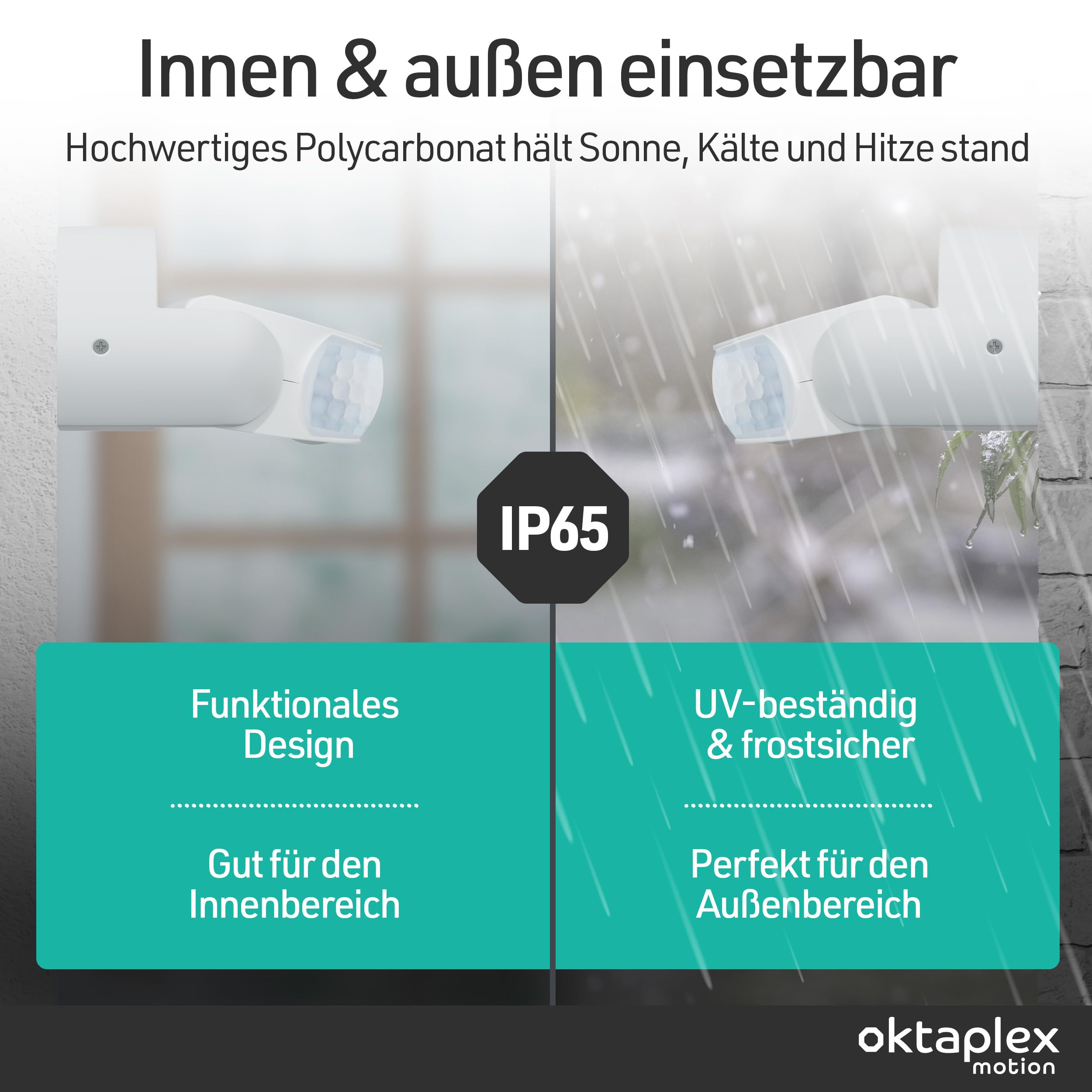 Oktaplex Bea 2er Set Bewegungsmelder Aussen inkl Eckhalterung IP65