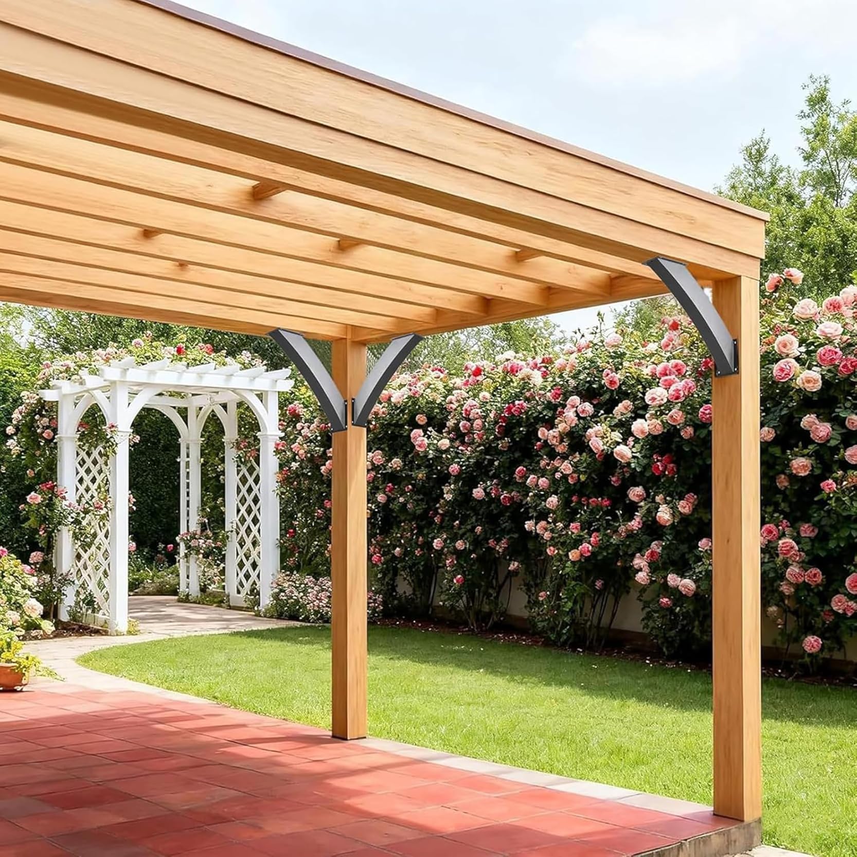 Hochleistungs-Winkelverbinder-Set - 45-Grad-Winkelverbinder für Holzkonstruktionen, Gartenpavillons und Pergolen - 12-teiliges Set Winkelverbinder, inklusive Zement.