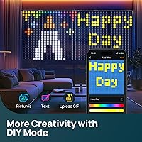 Vista 3 de Linkind Luces de cortina inteligentes: control de aplicación, pantalla GIF con patrón AI, funciona con Alexa Google Home, 400 luces LED que cambian