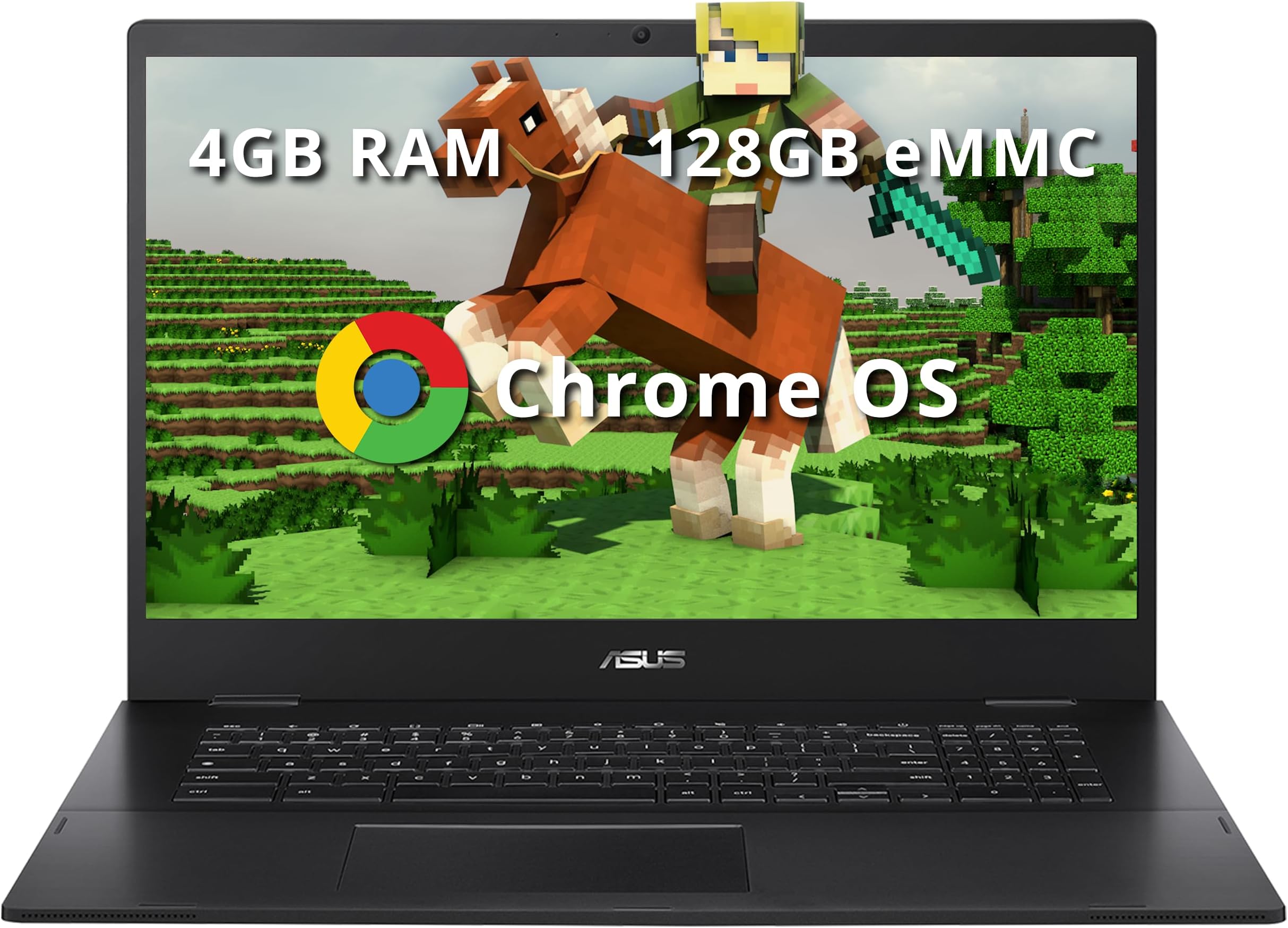 ASUS Chromebook CX1700 17.3" FHD Laptop, Intel Celeron N4500 Processor, 4GB RAM, 128GB eMMC Flash Memory, Intel UHD Graphics, 720P Webcam, Wi-Fi 6, Bluetooth, Chrome OS, Gray (Renewed)