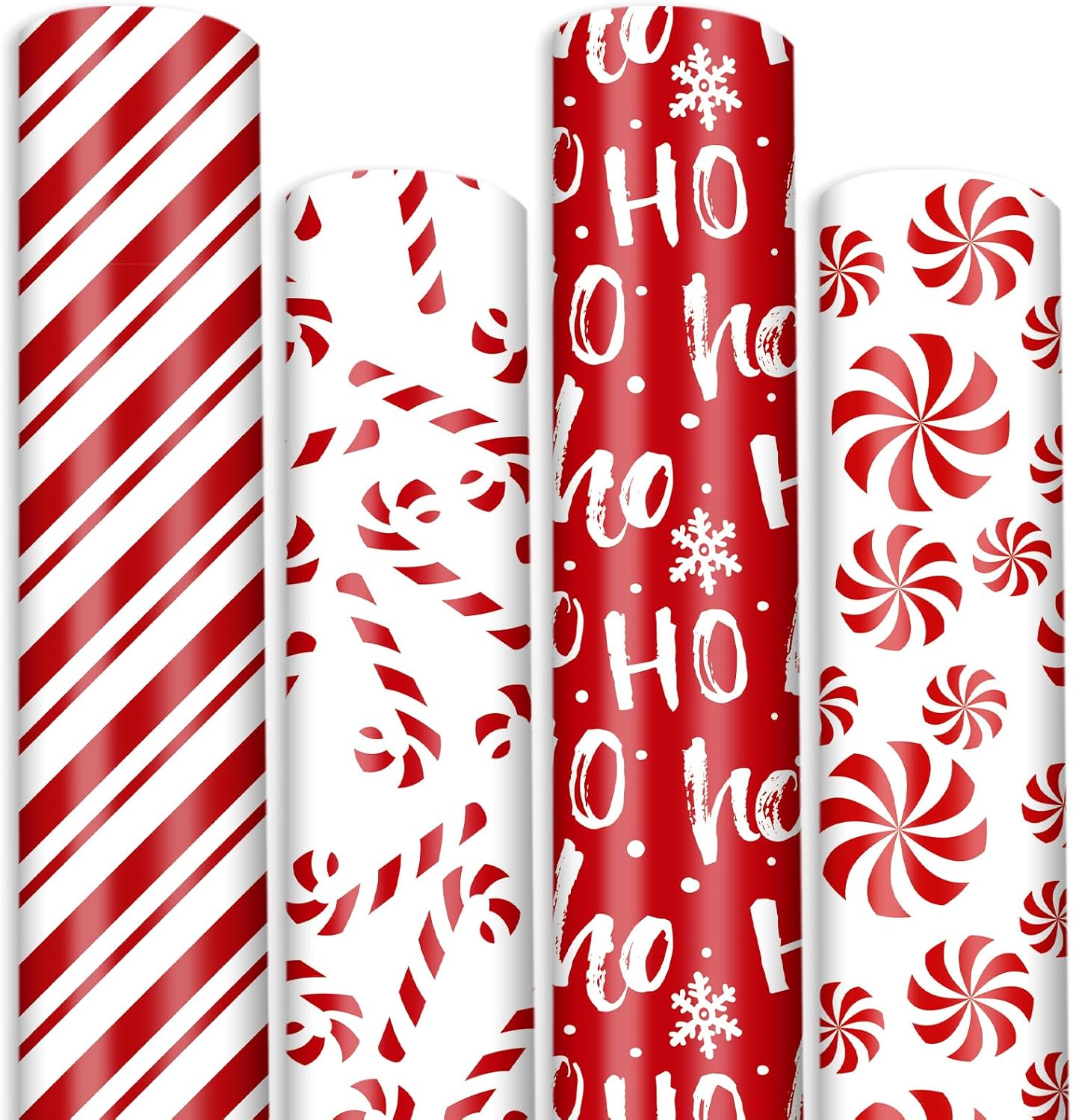 JarThenaAMCS Christmas Wrapping Paper -Mini Roll- 17 In x 16.4 Ft Red White Candy Cane Stripe Gift Wrap Paper for DIY Crafts Xmas Party Supplies