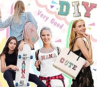 Vista 5 de 6 piezas de parches de letras de chenilla autoadhesivas, parches de letras preppy de 2 pulgadas para bolsos, ropa y sombreros, grandes pegatinas