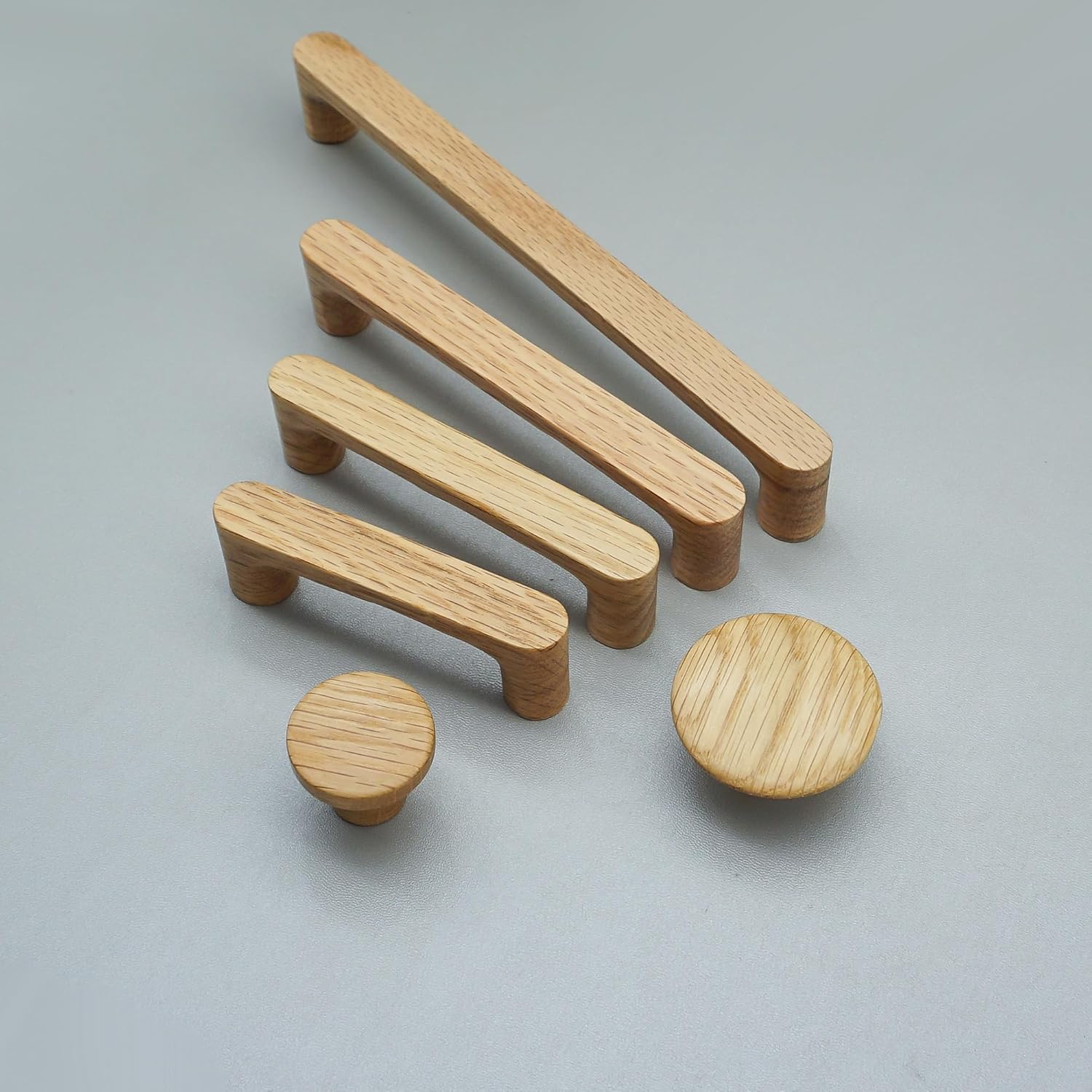 MFYS 6 Pack White Oak Wood Drawer Pulls Handes Rustic Cabinet Pulls Handles Wood Dresser Knob Kitchen Furniture Hardware (6, 6-5/16" Hole to Hole)