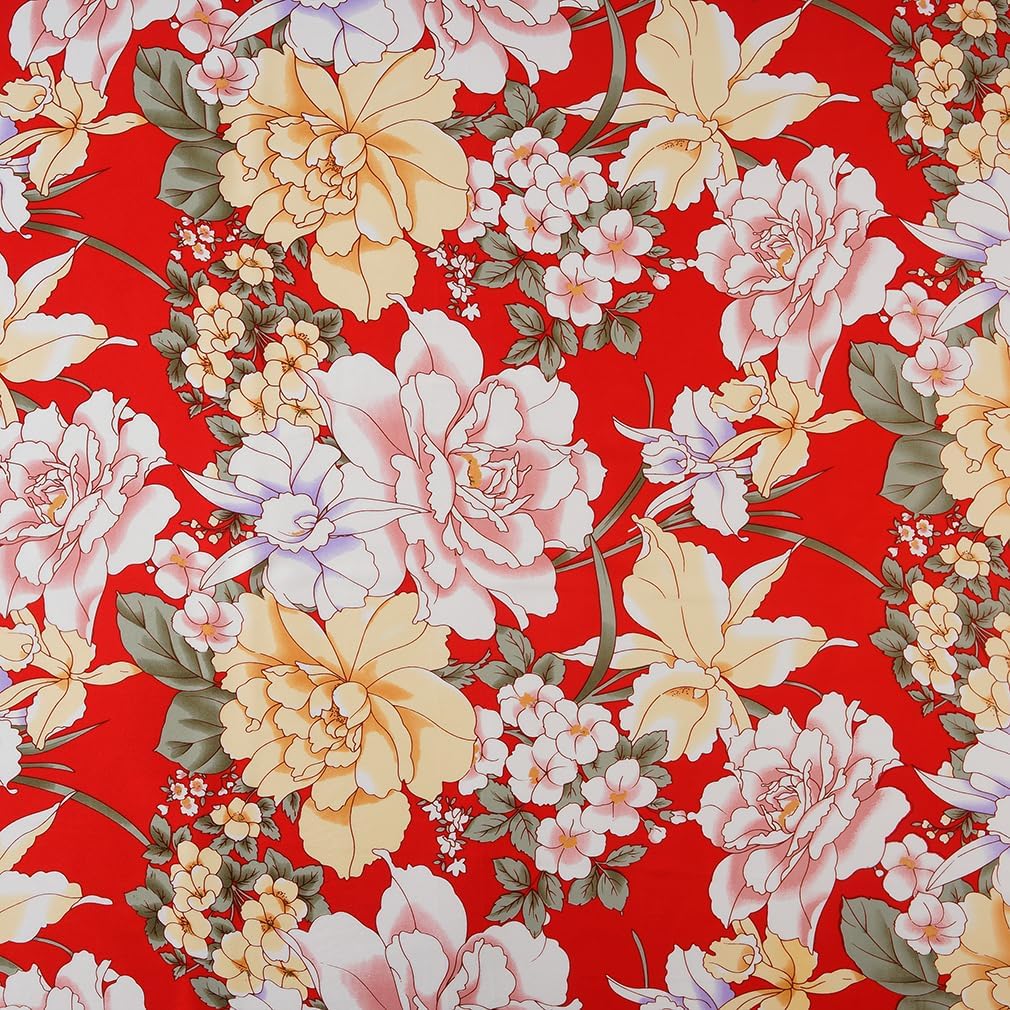 Maxfeel 100% Pure Mulberry Silk Charmuse Floral Fabric 45 Wide for Bedding Dress by The Yard or by Half Yard (Sold by The Yard, #03)