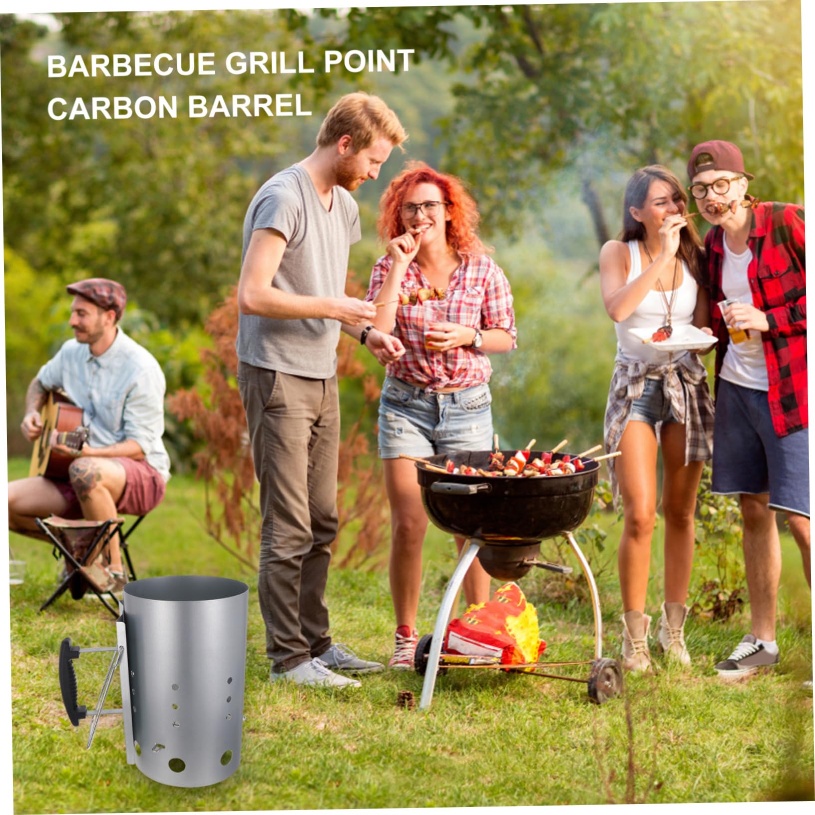 Accenditore per Barbecue Esterno a Carbone Rapido in Secchio Galvanizzato Manico in Nylon, per Creare Atmosfera Estiva e Facilitare la Cottura All'aperto