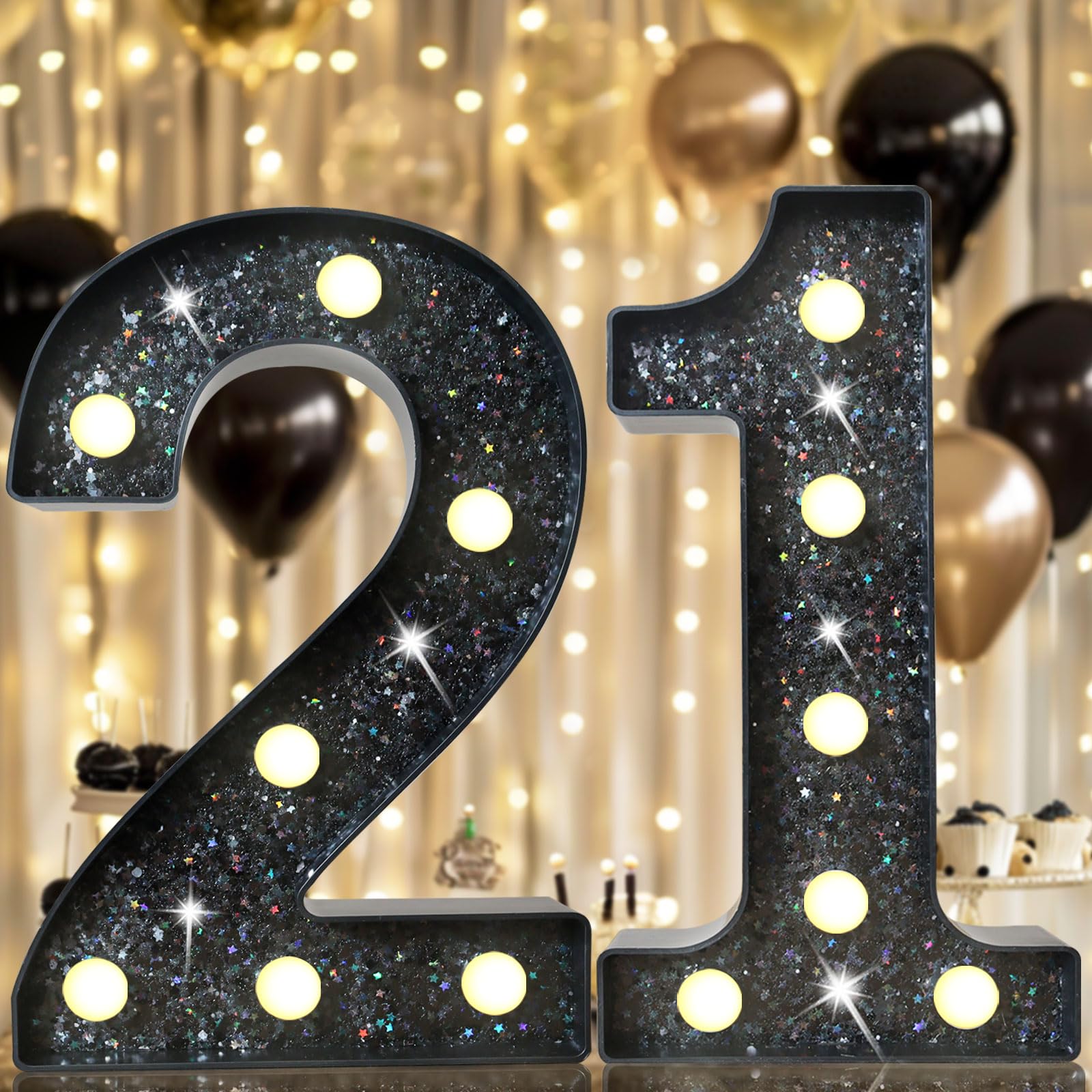 8.8" Decorative LED Light Up Numbers, Marquee Numbers Lights for 7th Birthday Decorations, Lighted Number Sign for Birthday Party Night Lights Wedding Anniversary Home Wall Decor, White Number 7 — view 25