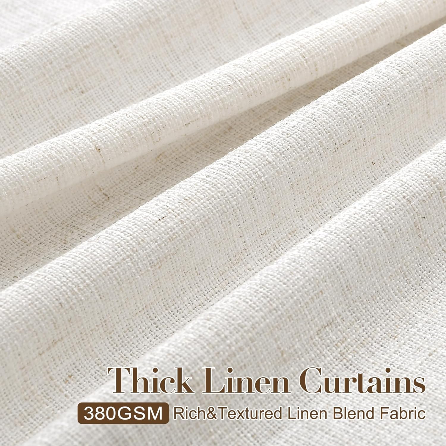 Neutral Thick Linen Back Tab Curtains 96 Inch Natural 2 Panels Set Light Filtering Living Room Bedroom Flax Rod Pocket Privacy Curtain Boho Farmhouse Burlap Drapes Window Treatments Cream Ivory