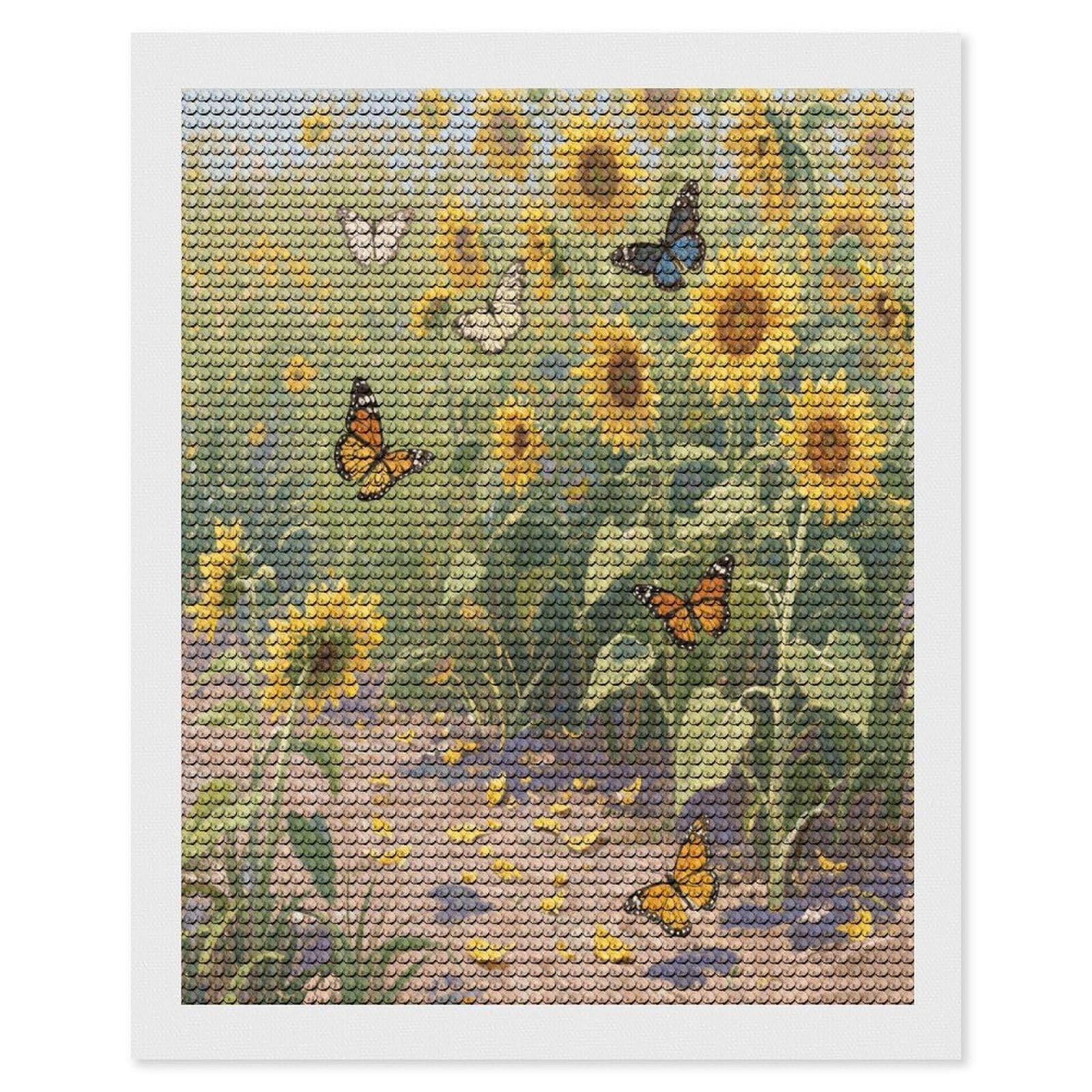 FekiLoot Sunflowers Print Paint by Numbers Kit for Adults Beginner DIY Diamond Dots Paintings Round Full Drill Diamond Art Kits Picture Diamond Art Painting Kits for Home Decor 16"x20"