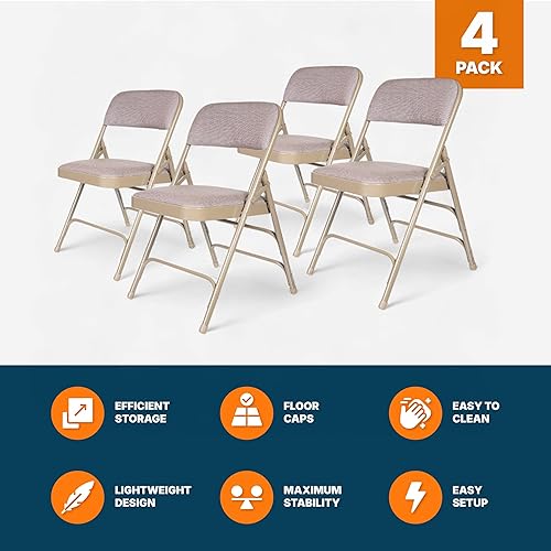 Miniatura 7 de OEF Furnishings Serie OEF2300 - Sillas plegables de doble bisagra con triple apoyo, tapizado de tela de alta calidad y servicio pesado (paquete de