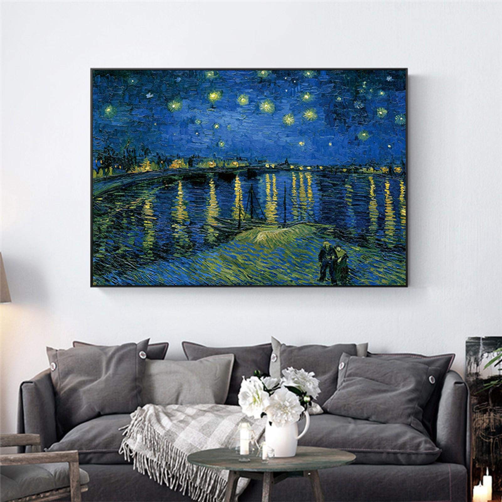 Amazon.co.jp: ゴッホ星月夜のキャンバスの絵画のレプリカ壁に印象的な