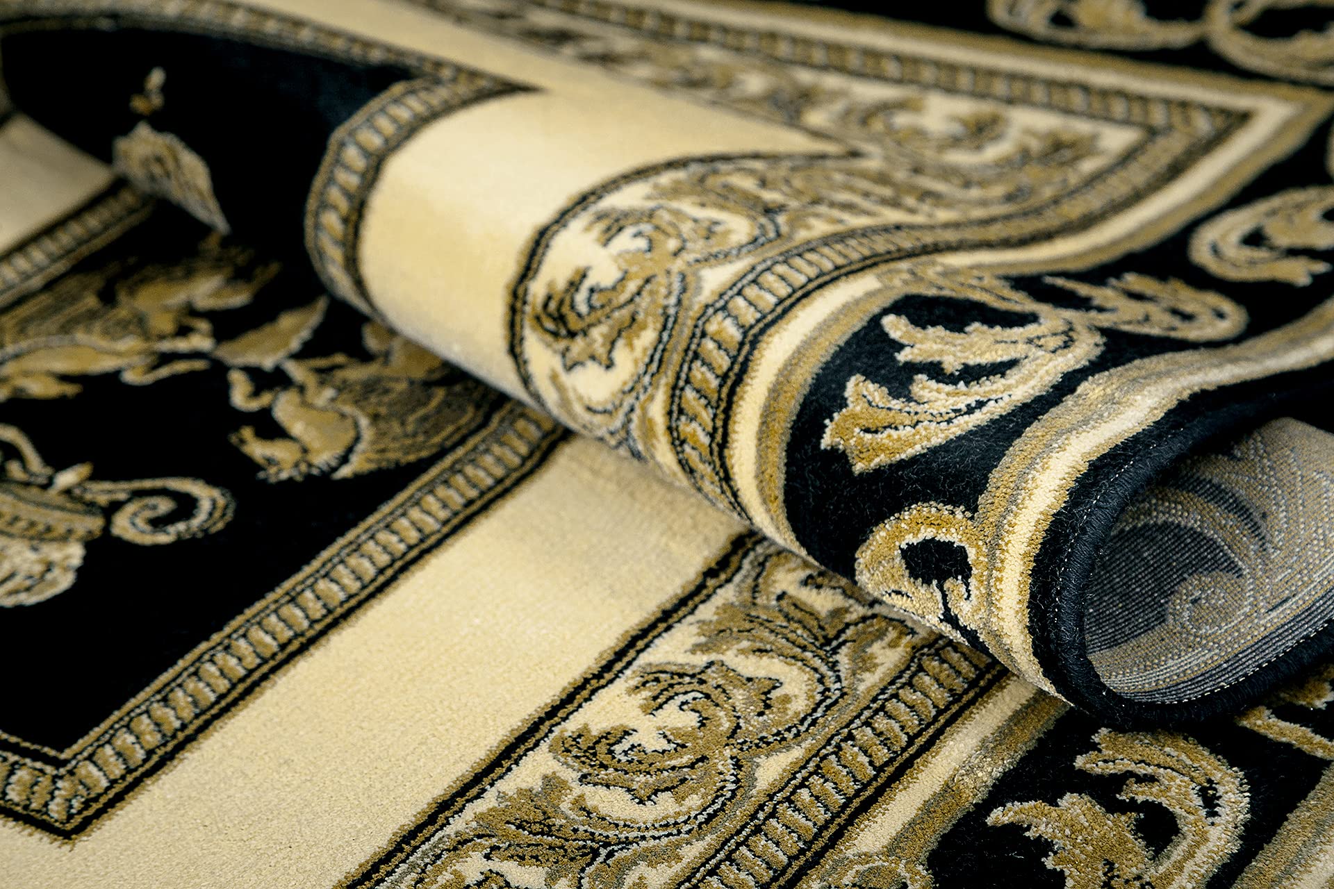 Alfombra prémium Mäander Pegasus de 100% Viscosa, diseño Meander Medusa, en Diferentes tamaños 649 (Negro/Beige, 80 x 400 cm)