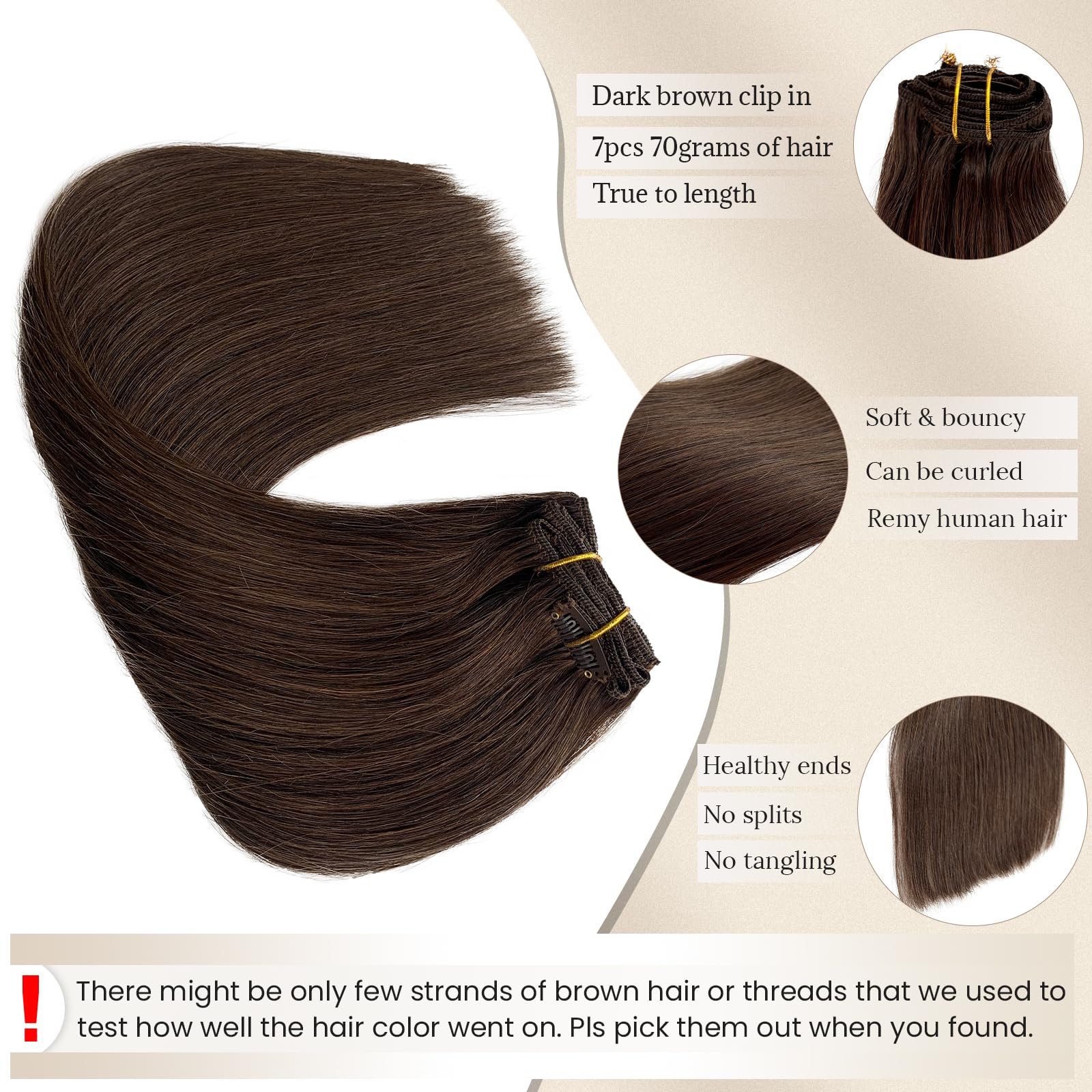 clip in hair extensions dark brown straight 18 in Amazon.com : Dark Brown Clip in Hair Extensions Real Human  main image 2