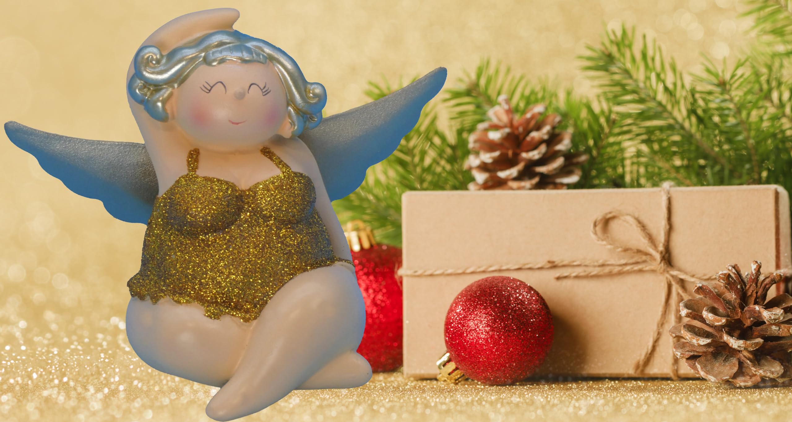 Pommerntraum Schutzengel Keramik-Figur - Mollyengel Mit Herz & Krone 10x11cm