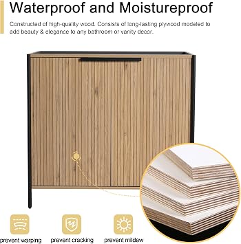 Malwee 36 Freestanding Bathroom Vanity Without Sink, Brown Storage Cabinet | Floor-standing cabinet-only design with 2 soft closing doors and adjustable shelf, brown durable plywood cabinet