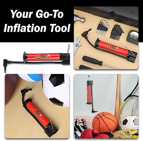Miniatura 5 de USU Metal Ball Pump - 1-Pump 5-Needles 2-Attachments - Inflate Basketball Football Soccer Ball Volleyball