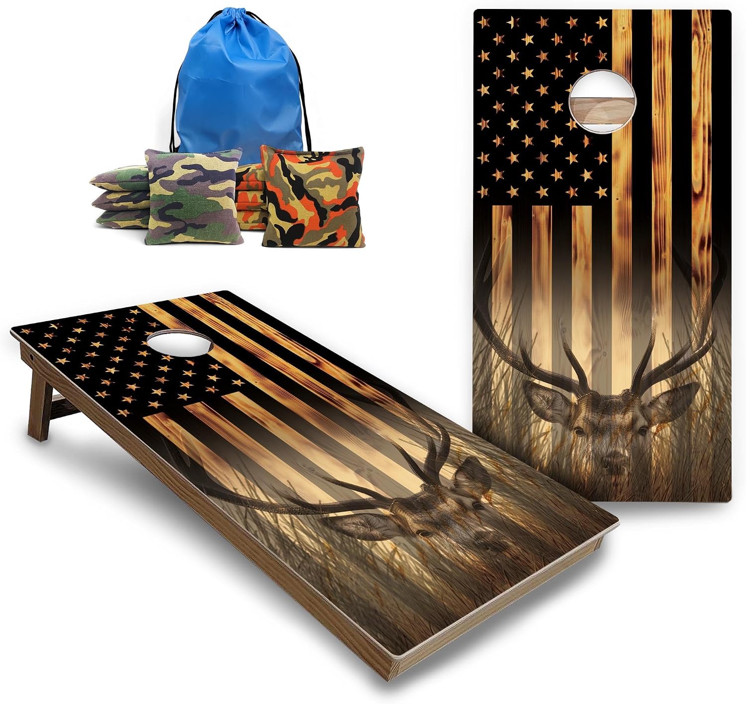 Cornhole Solutions Backyard Series Regulation Cornhole Boards Set – 4 ft x 2 ft Professional Size – Baltic Birch Plywood – Folding Legs – Premium Corn Hole Game