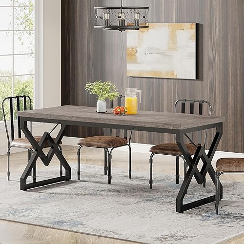 Miniatura 6 de Tribesigns Escritorio ejecutivo de 63 pulgadas, escritorio grande para computadora de oficina con mesa de madera extra gruesa y marco de metal,