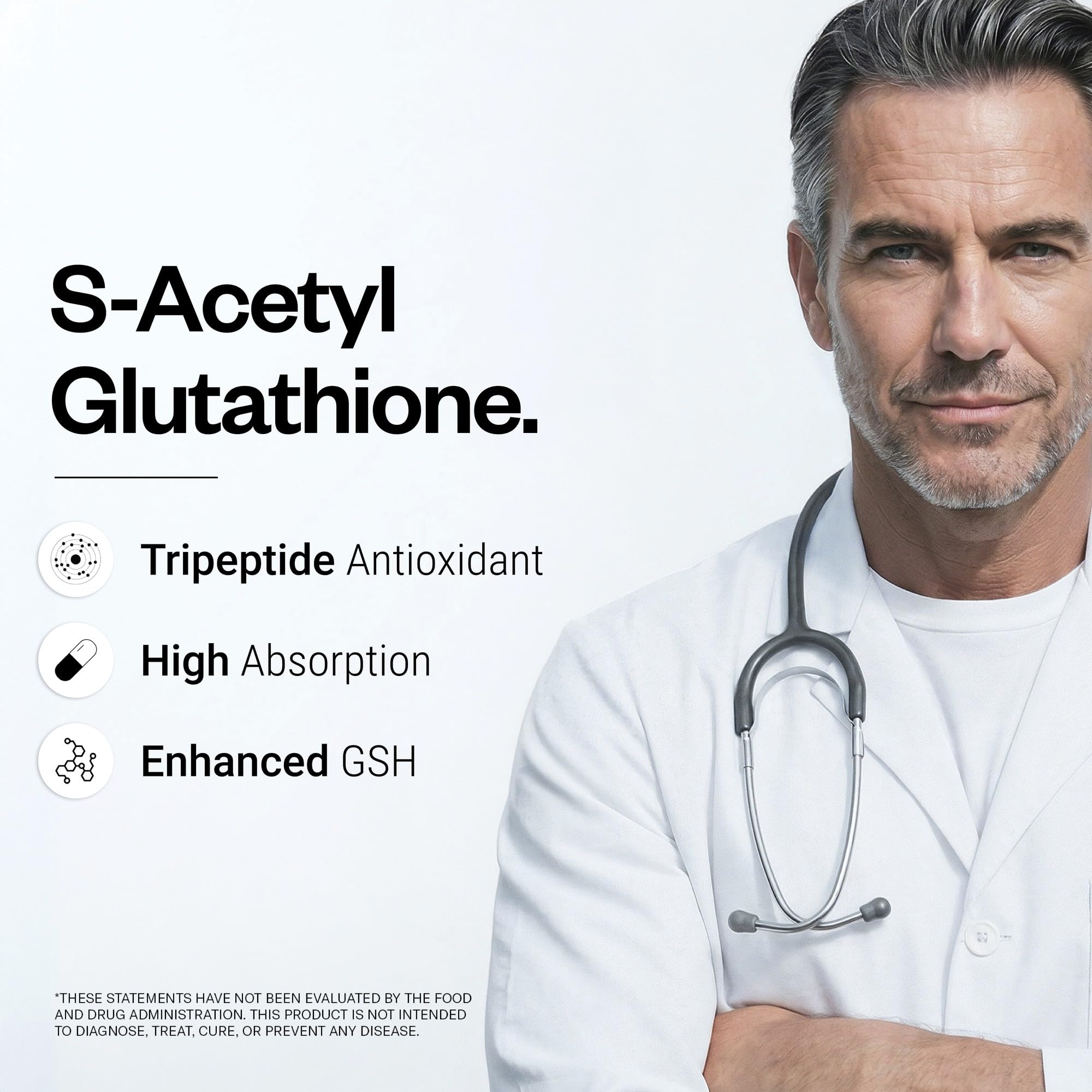 Supersmart S-Acetyl Glutathione 300mg per Day (High Absorption) - Stable Form of L-Glutathione Tripeptide - GSH Supplement | Non-GMO & Gluten Free - 90 Vegetarian Capsules — Amazon image 3