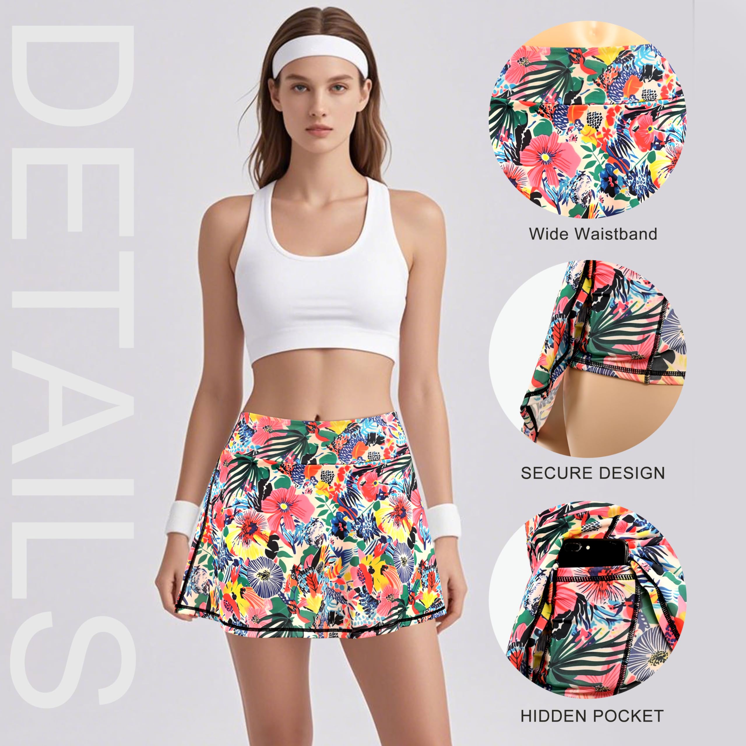 Faldas de tenis y golf para mujer, de cintura alta, atléticas, con bolsillos para pantalones cortos, para entrenamiento, casual, correr